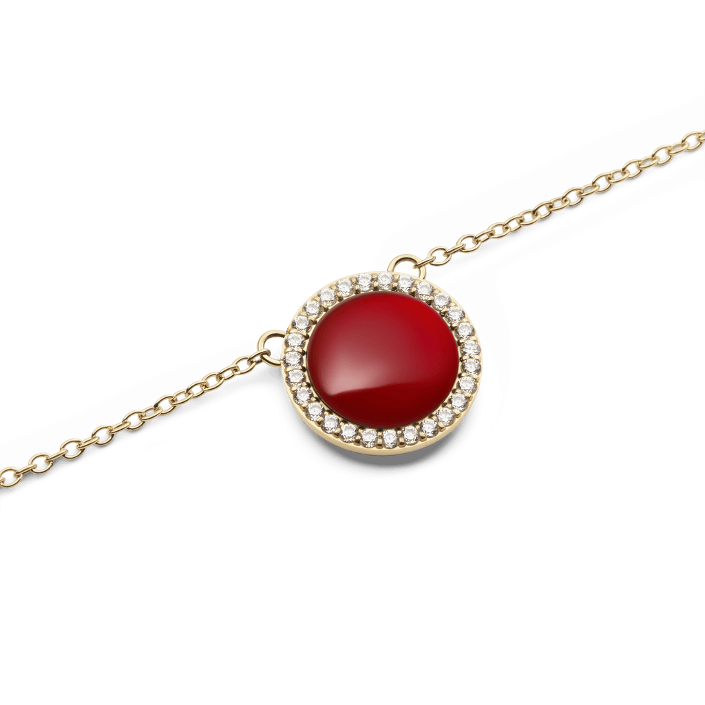 Audrey Necklace  Red Agathe Gold