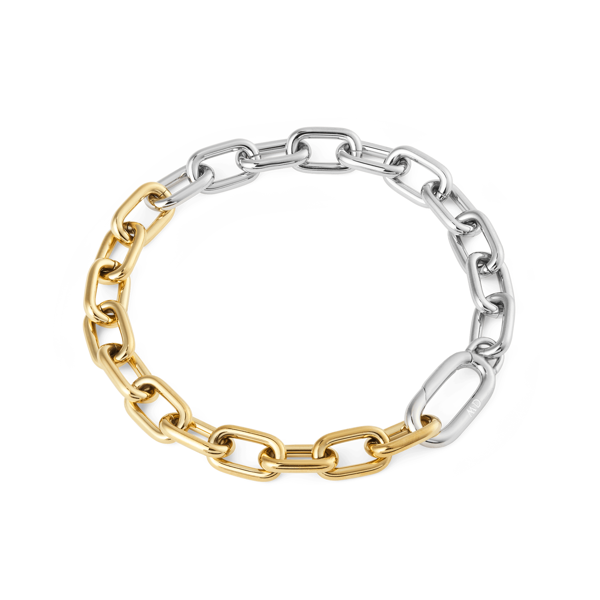 Contrast Link Bracelet Two Tone Gold