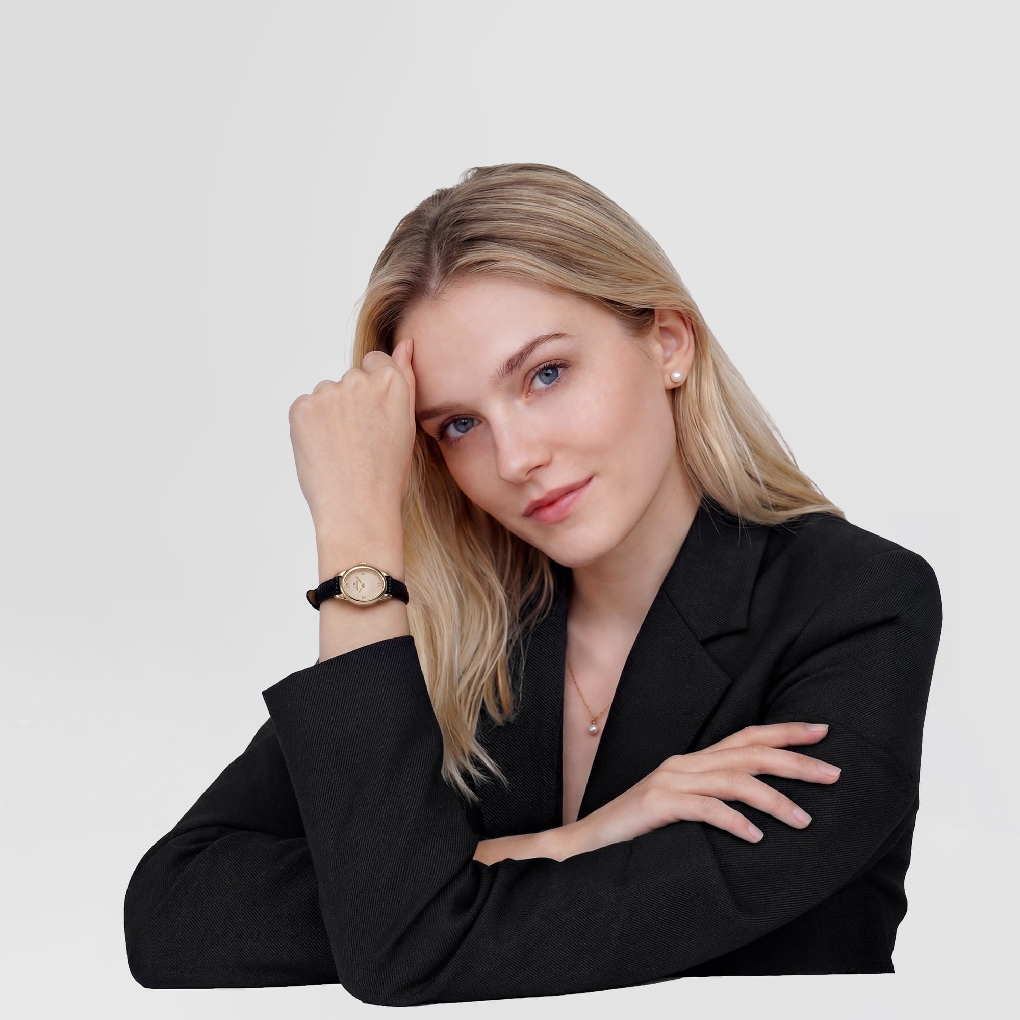 Ophelia Mini Black Lizard Unitone Guilloché Gold