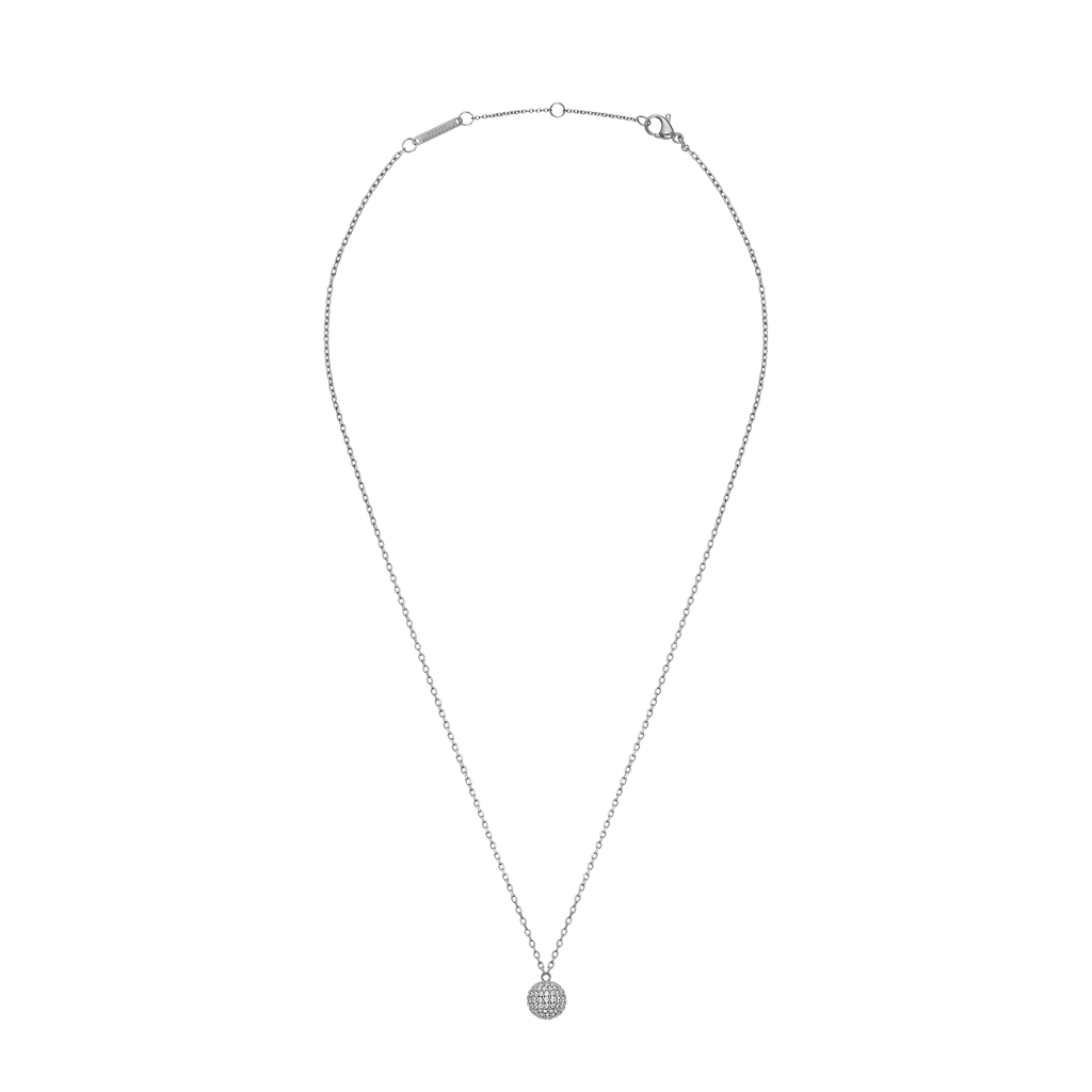Pavé Crystal Pendant Necklace Silver