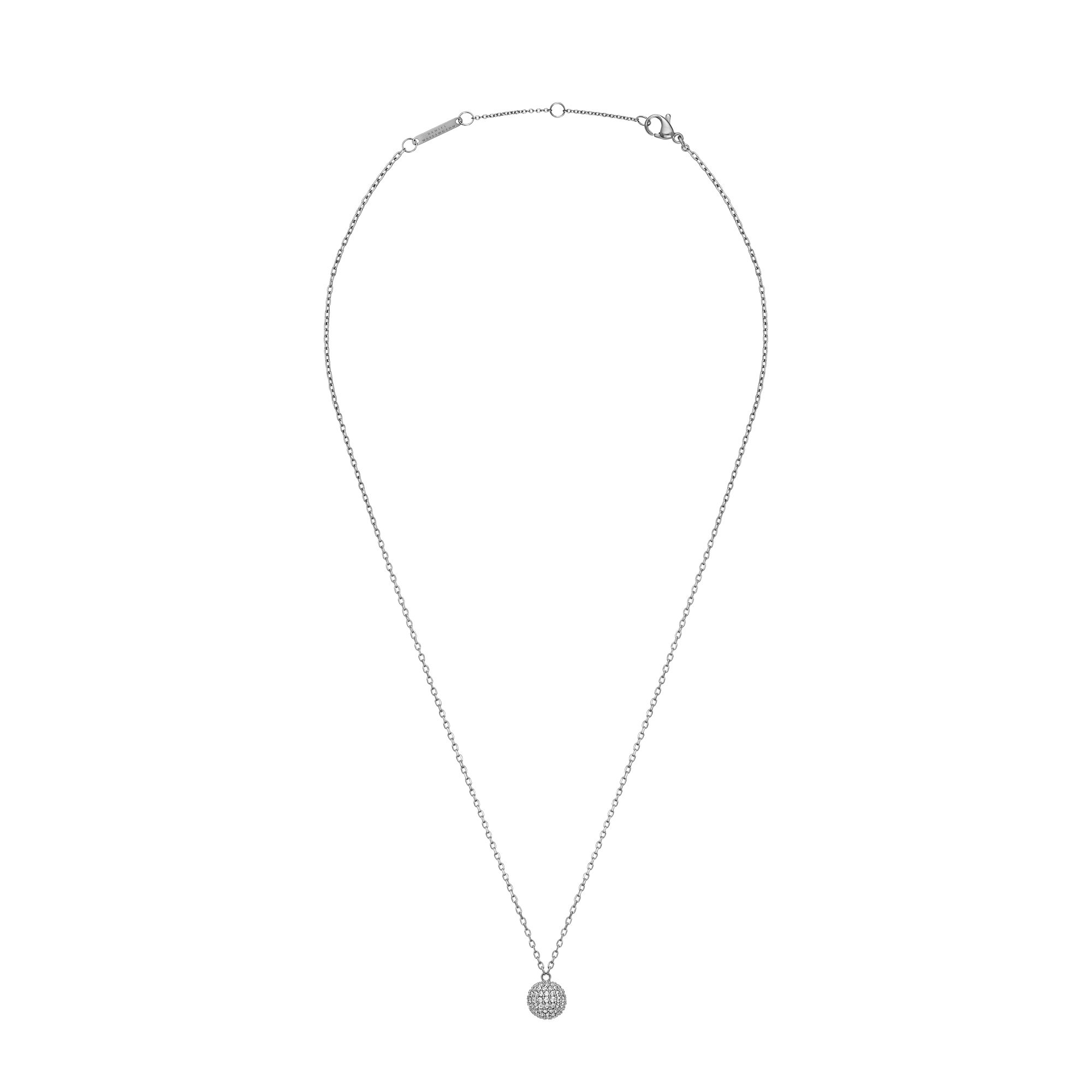 Pavé Crystal Pendant Necklace Silver