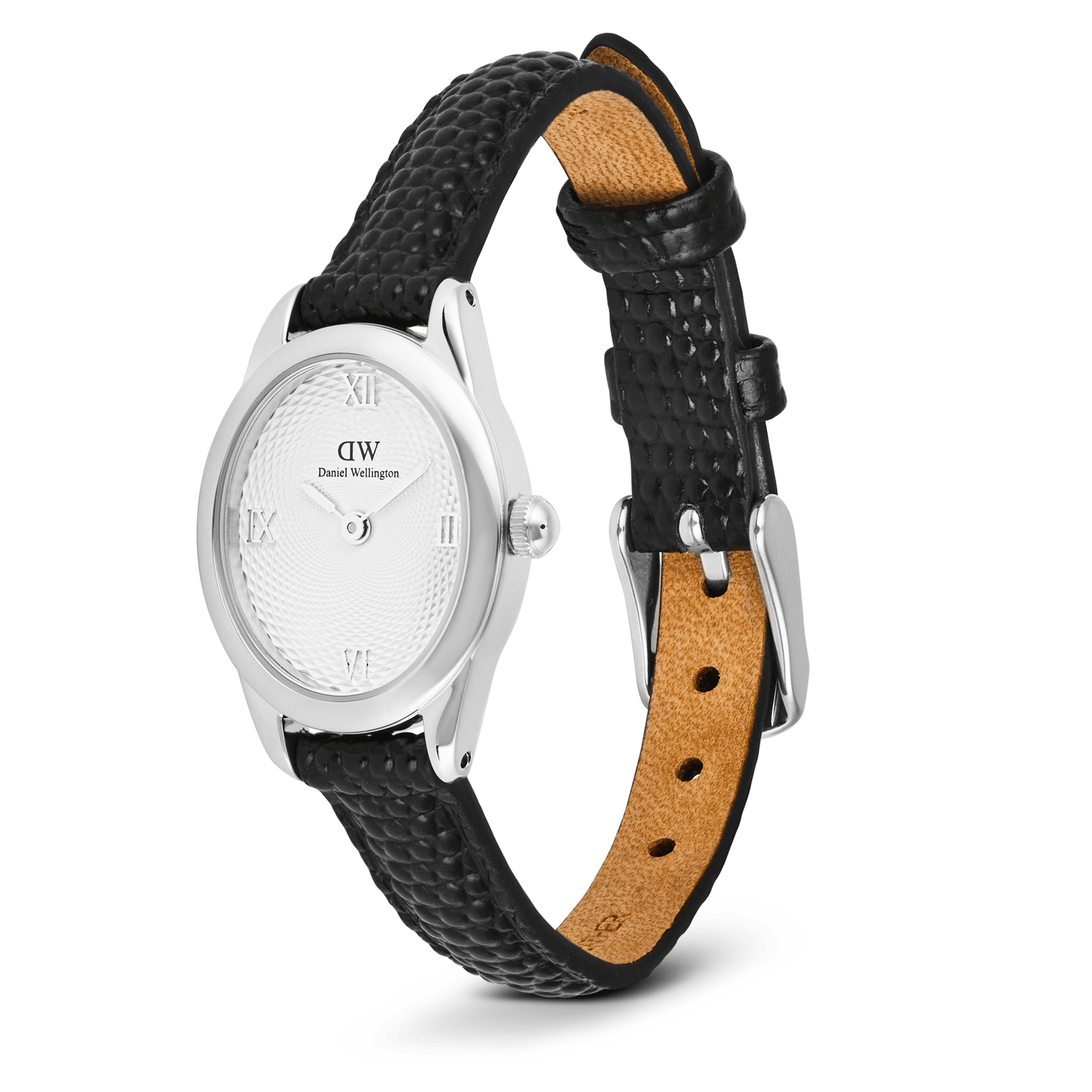 Ophelia Mini Black Lizard White Guilloché Silver