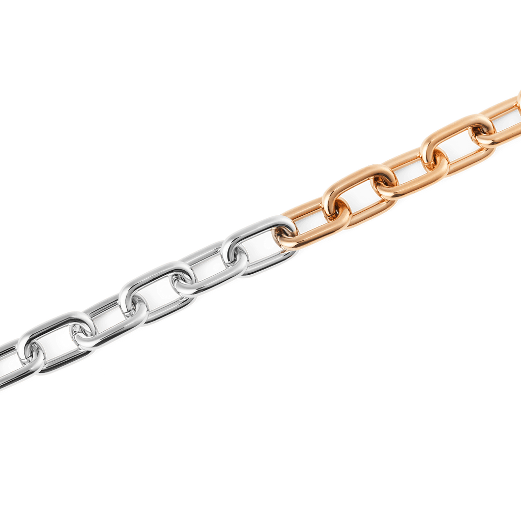 Contrast Link Necklace Two Tone Rose Gold