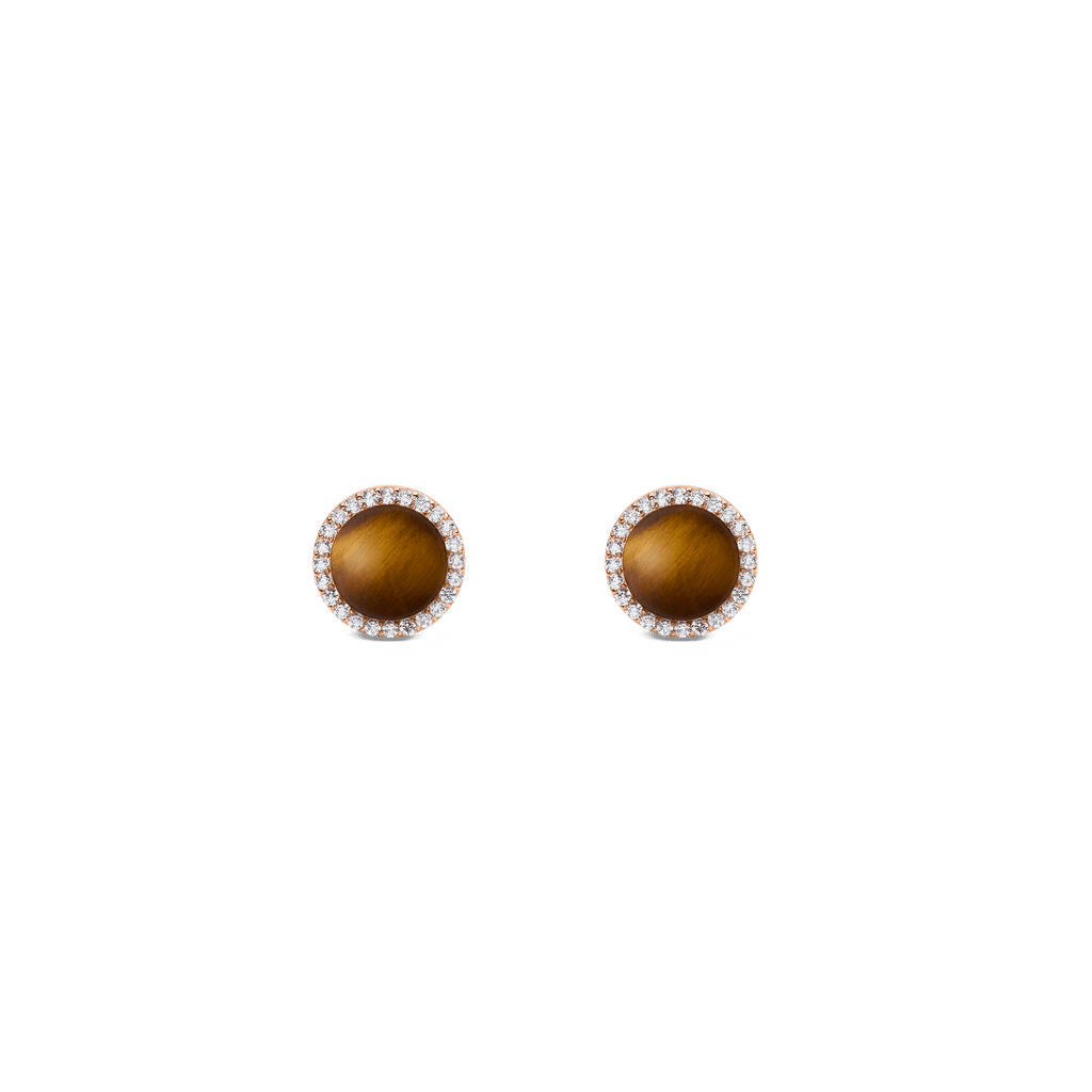 Audrey Earrings Tiger Eye Rose Gold