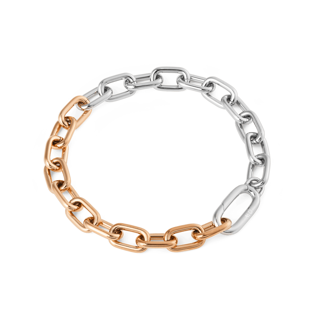 Contrast Link Bracelet Two Tone Rose Gold