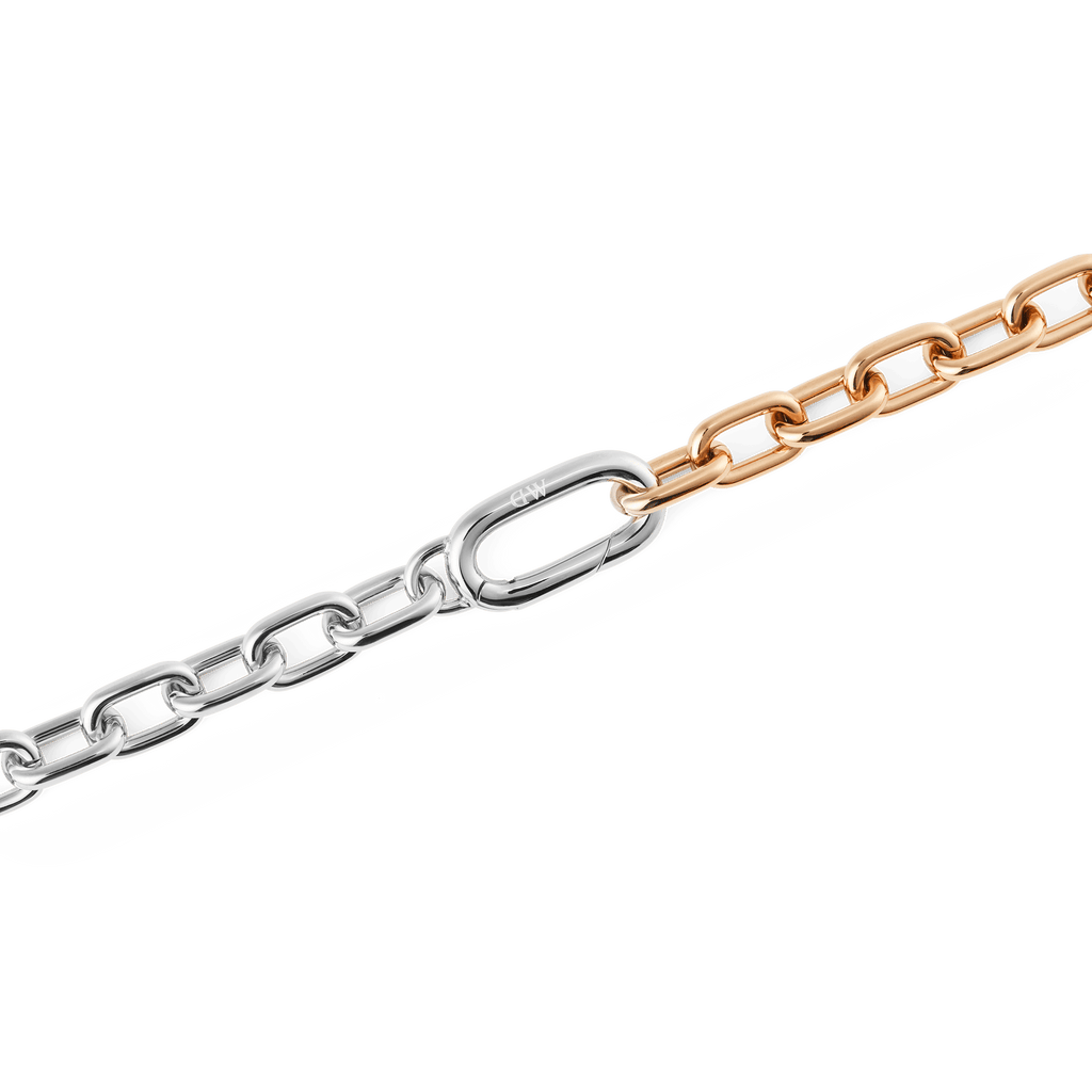 Contrast Link Necklace Two Tone Rose Gold