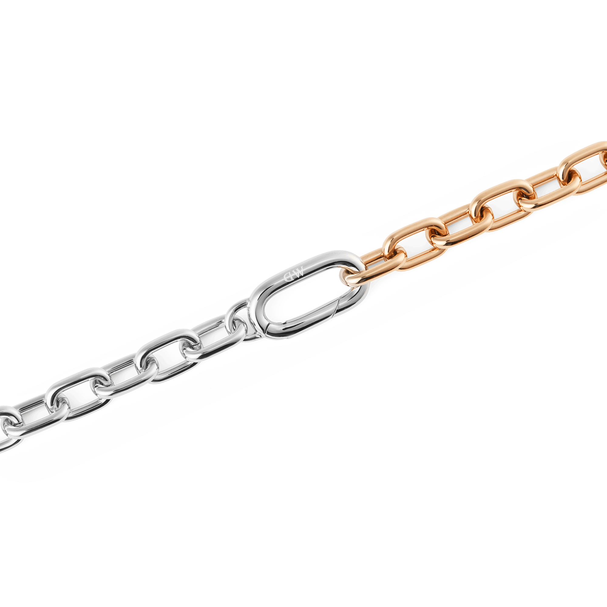 Contrast Link Necklace Two Tone Rose Gold