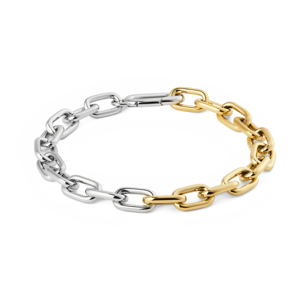 Contrast Link Bracelet Two Tone Gold