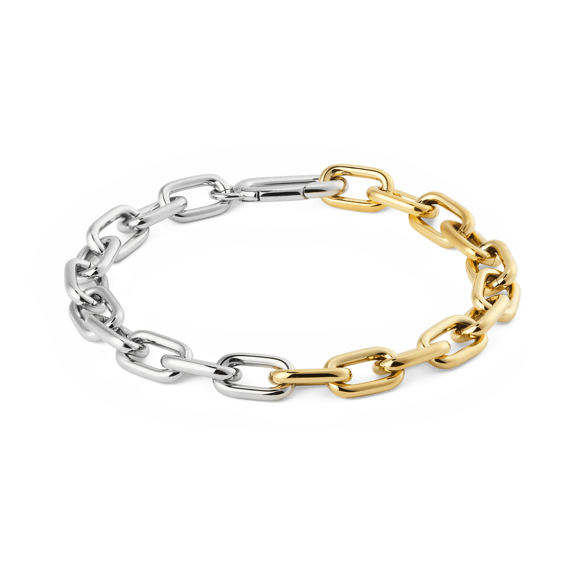 Contrast Link Bracelet Two Tone Gold