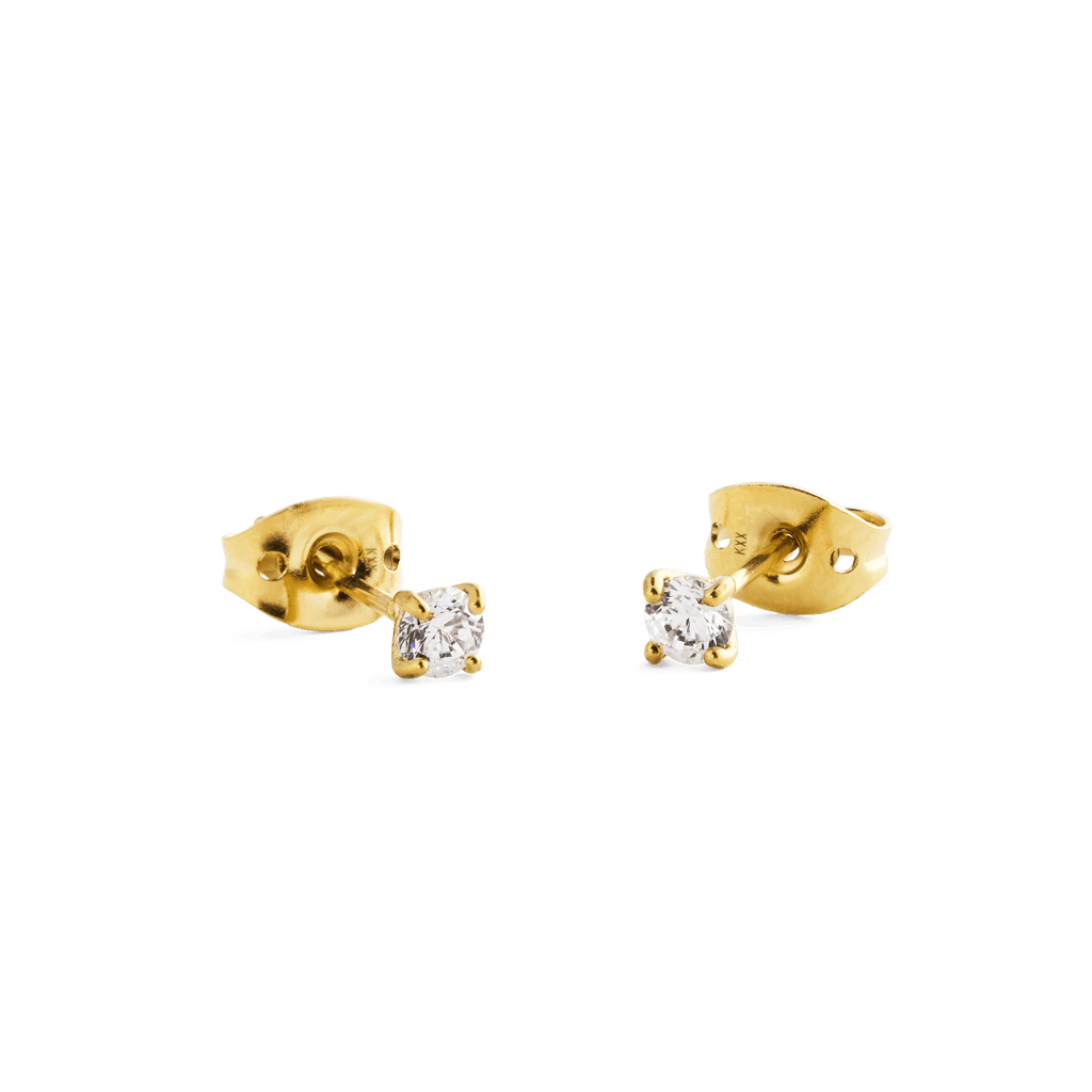 Mirelle Solitaire Stud Earrings Gold