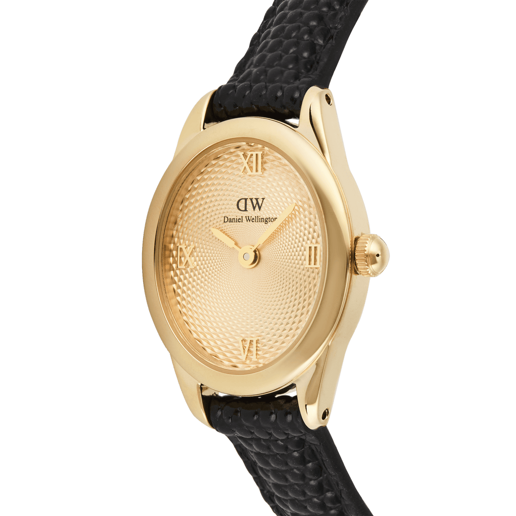 Ophelia Mini Black Lizard Unitone Guilloché Gold