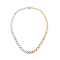 Contrast Link Necklace Two Tone Gold