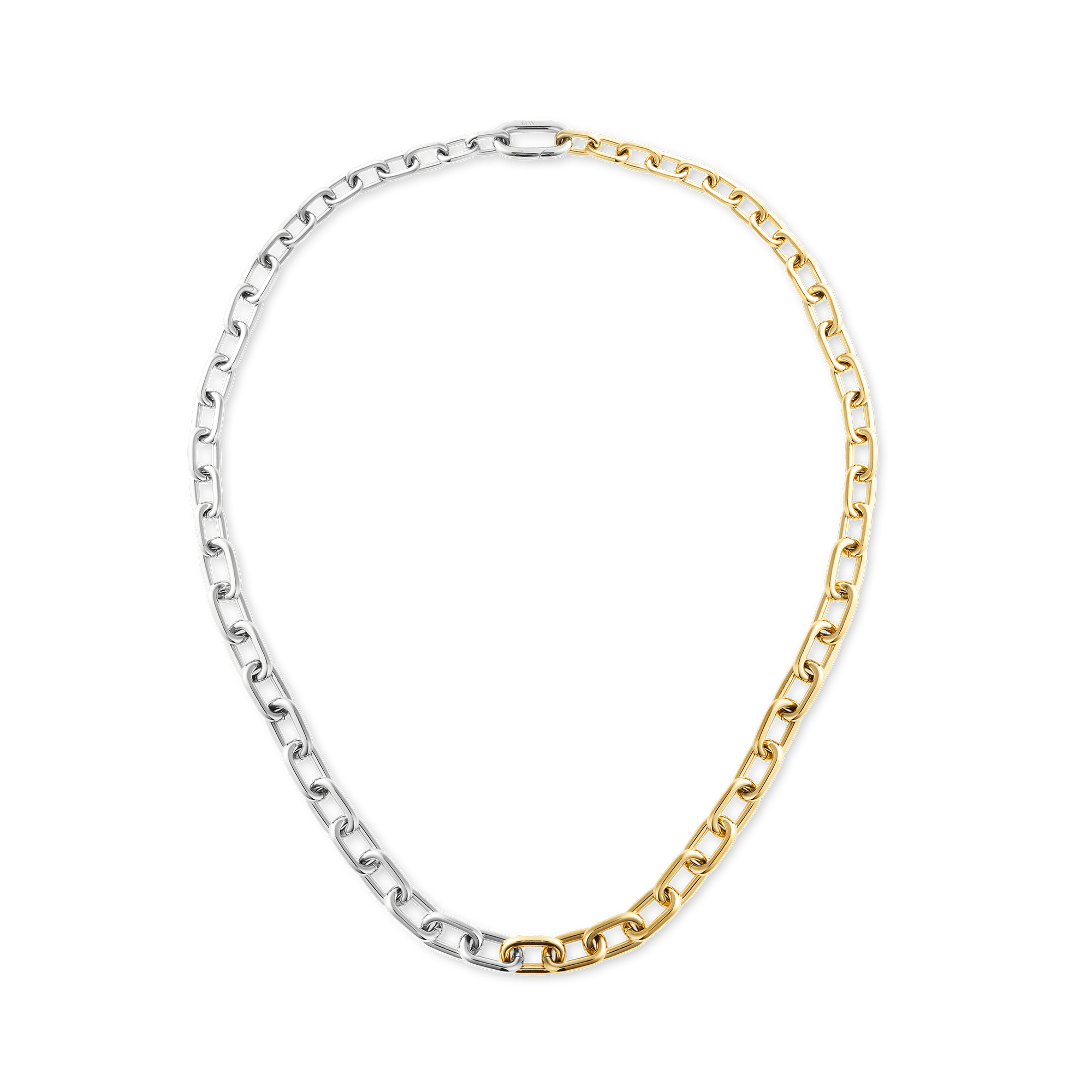 Contrast Link Necklace Two Tone Gold