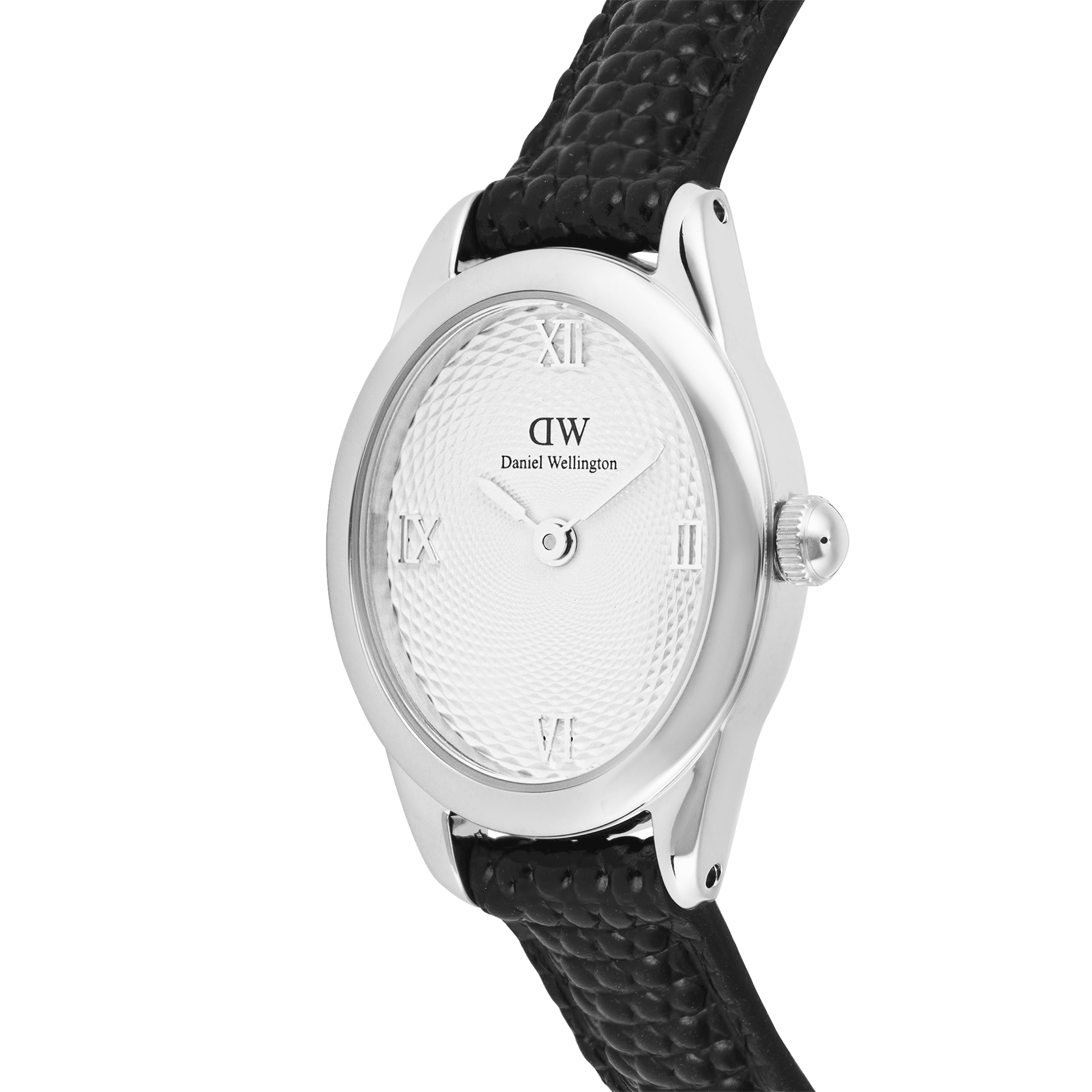 Ophelia Mini Black Lizard White Guilloché Silver
