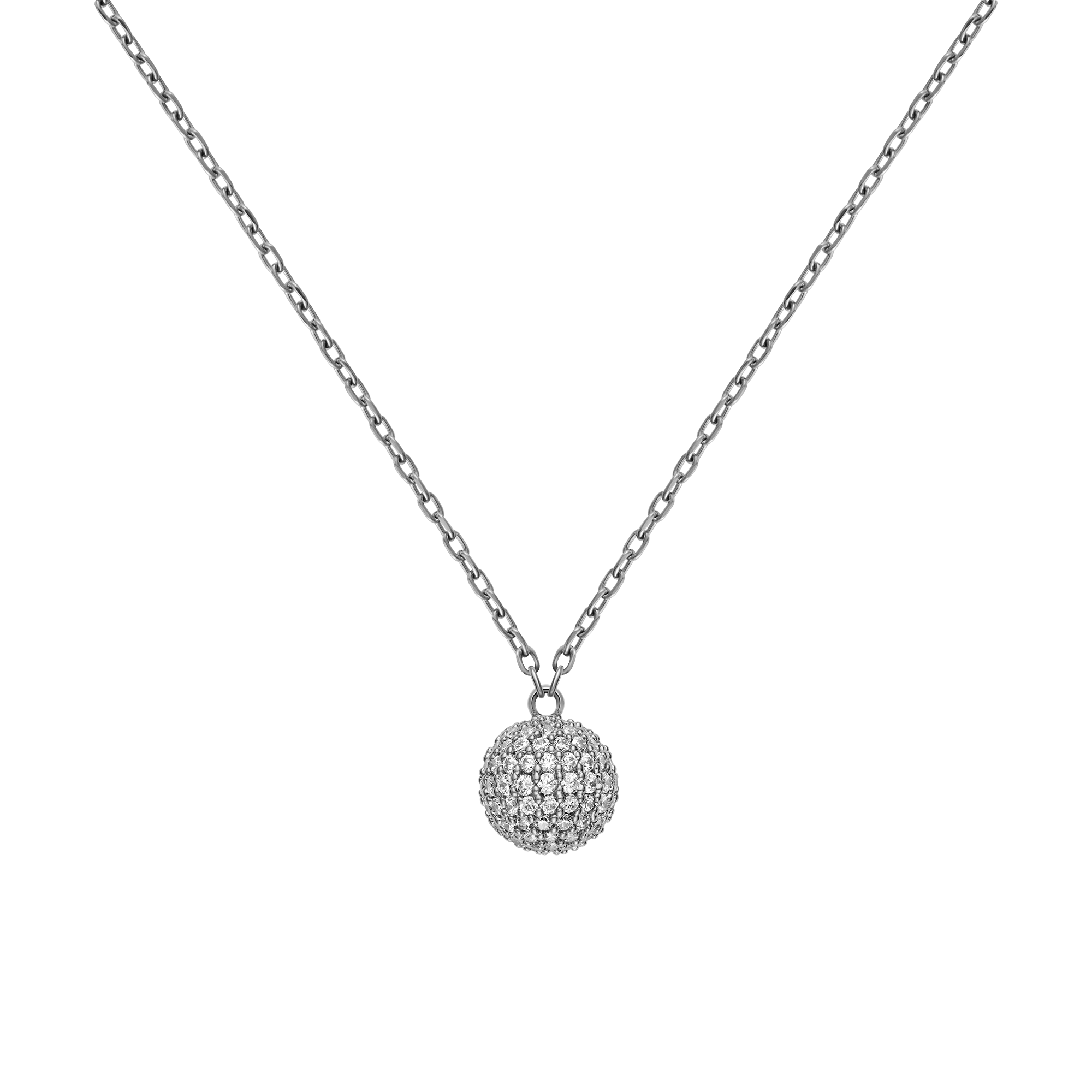 Pavé Crystal Pendant Necklace Silver