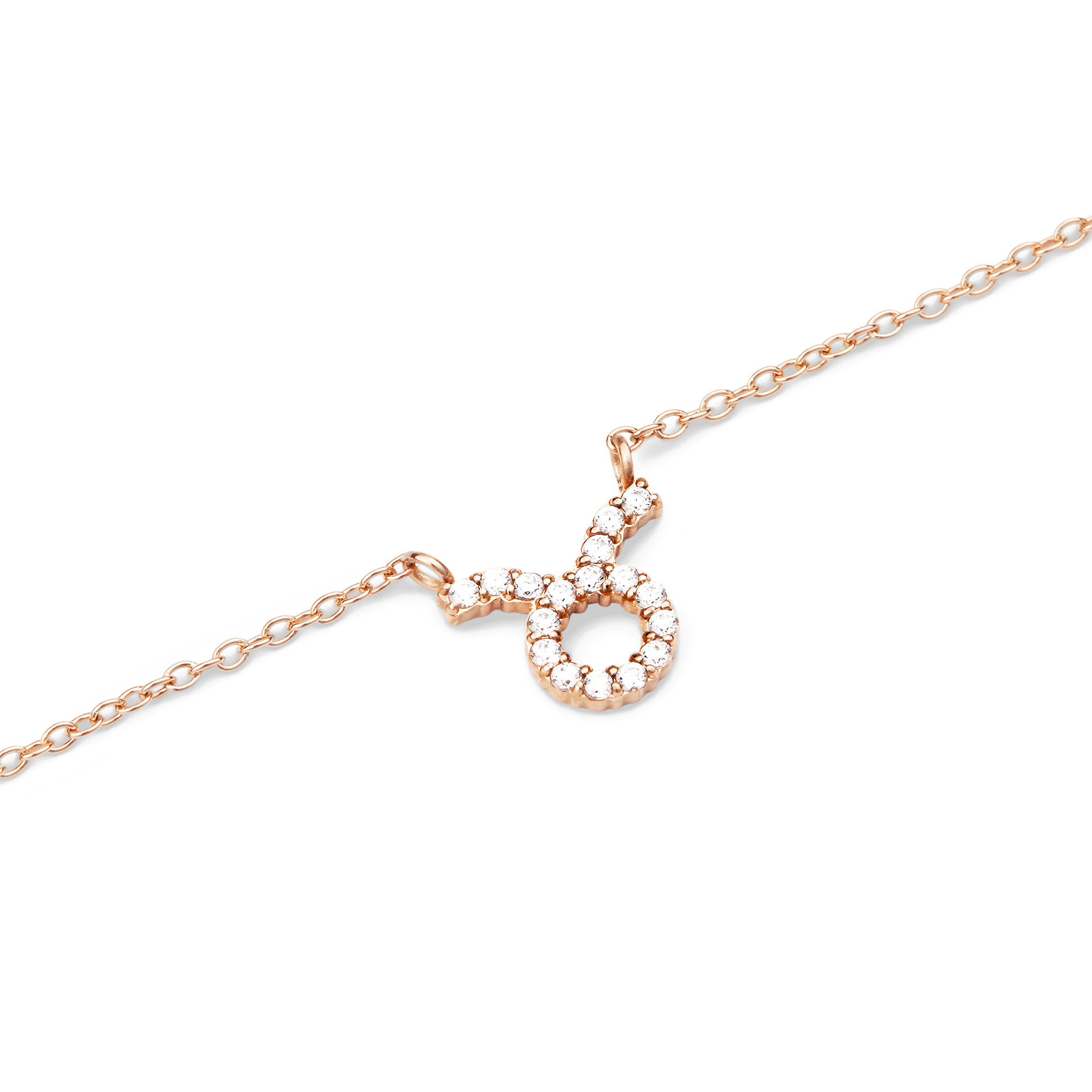 Crystal Zodiac Chain Necklace Rose Gold