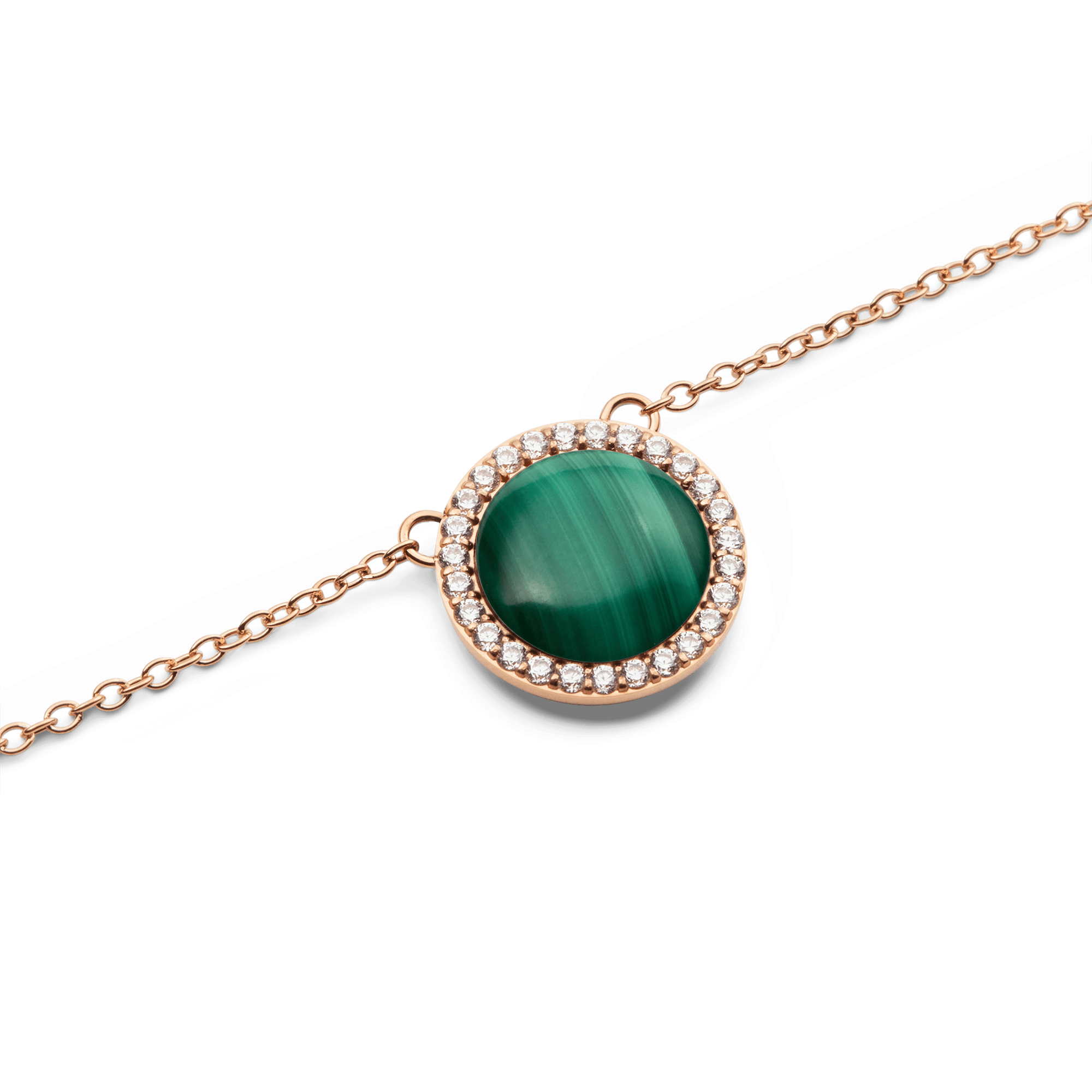 Audrey Necklace Malachite Rose Gold