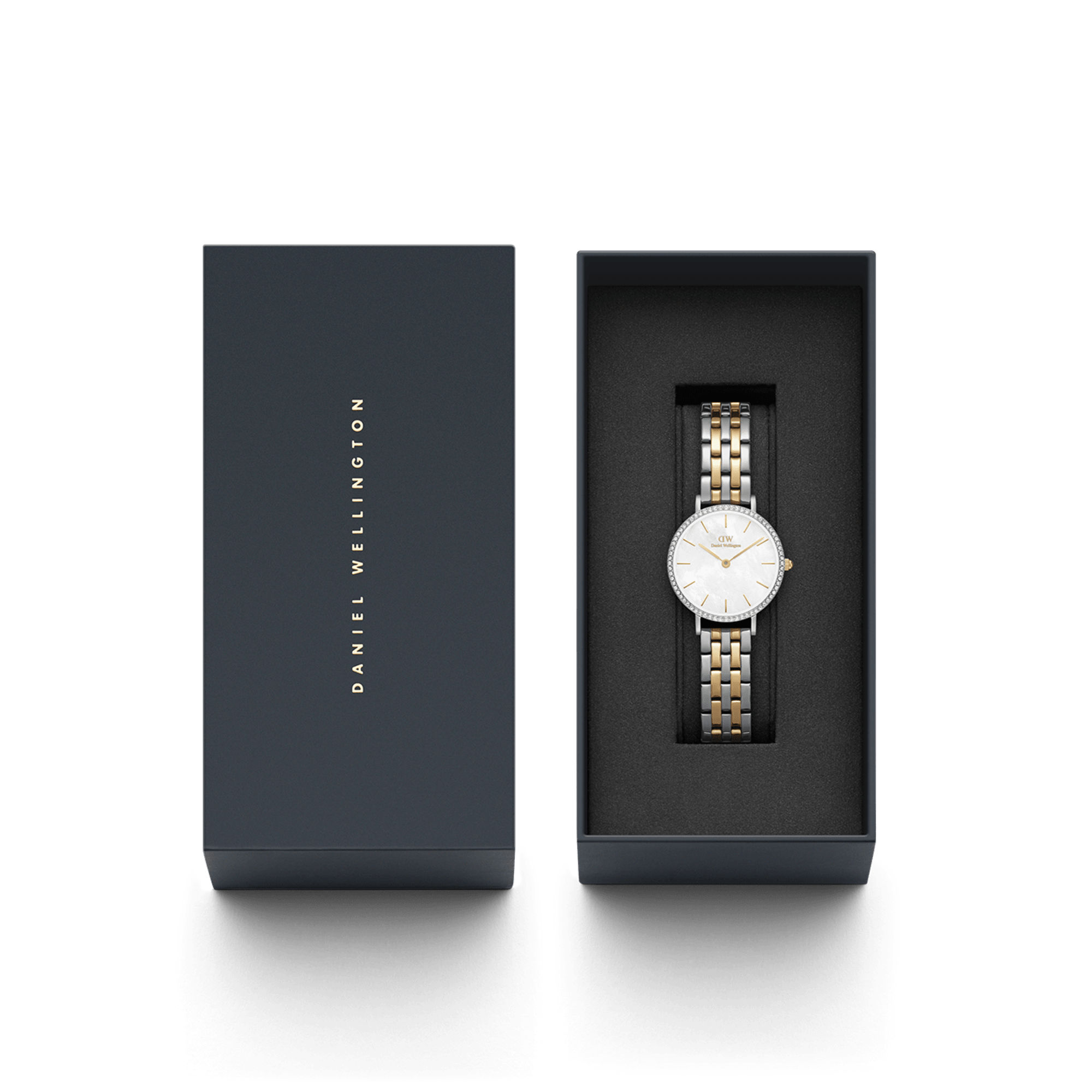 Petite Lumine Bezel 5-Link Two-Tone MOP Silver