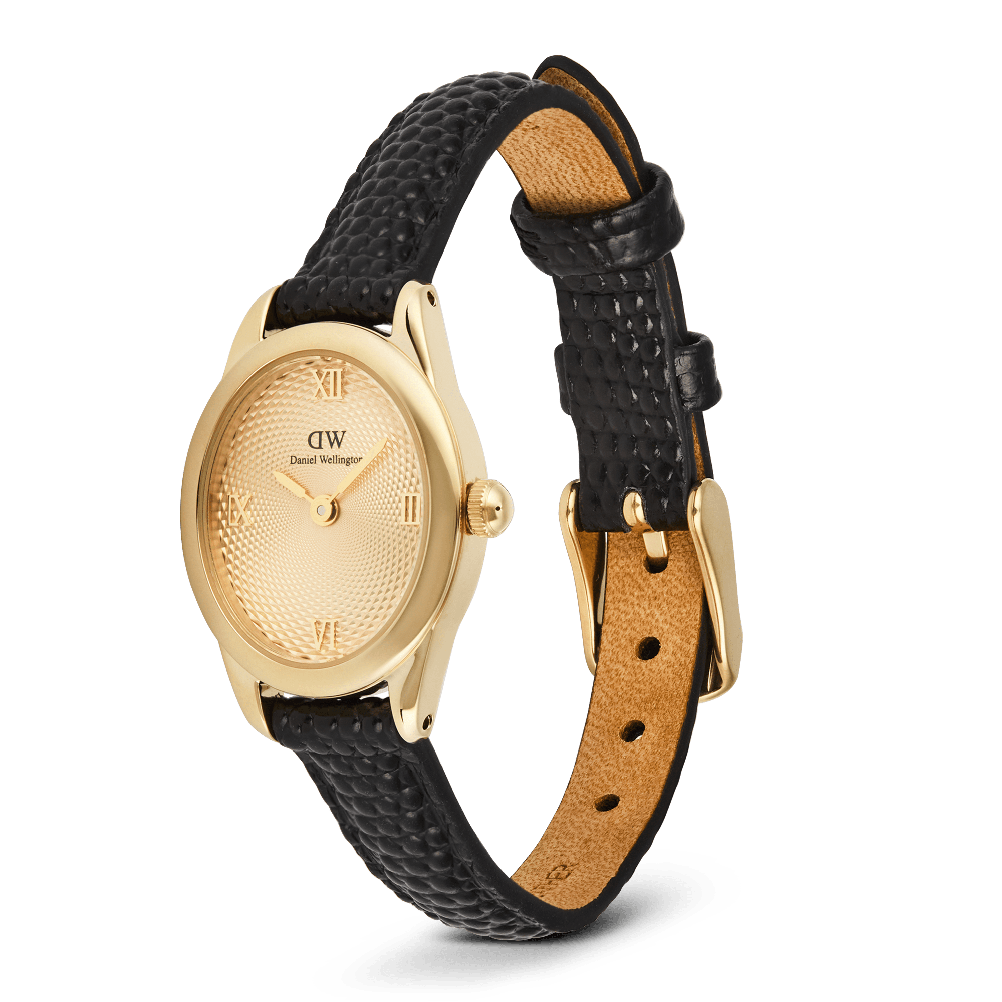 Ophelia Mini Black Lizard Unitone Guilloché Gold
