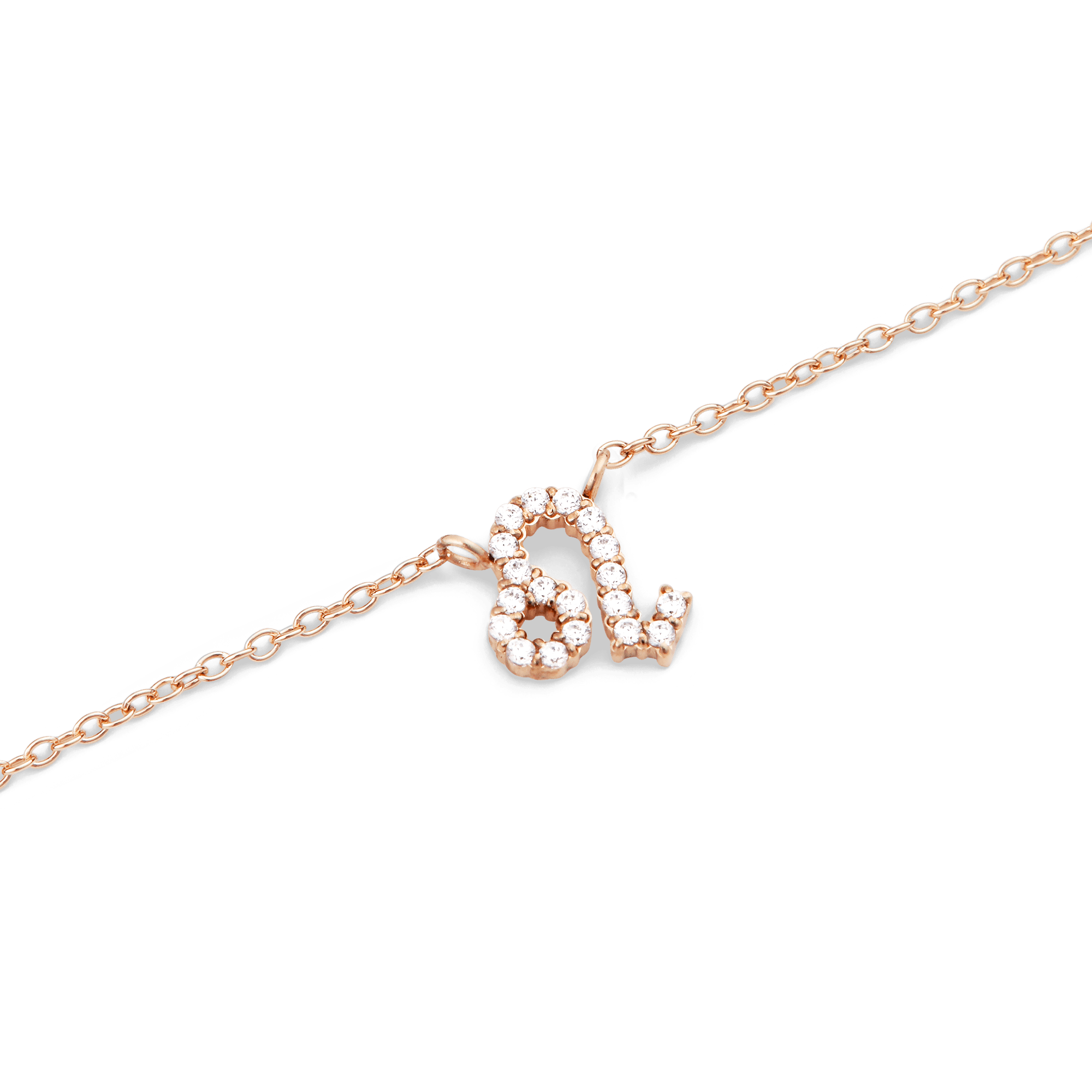 Crystal Zodiac Chain Necklace Rose Gold