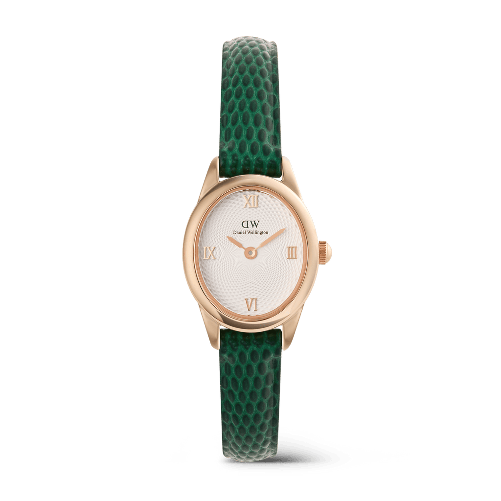 Ophelia Mini Green Lizard White Guilloché Rose Gold