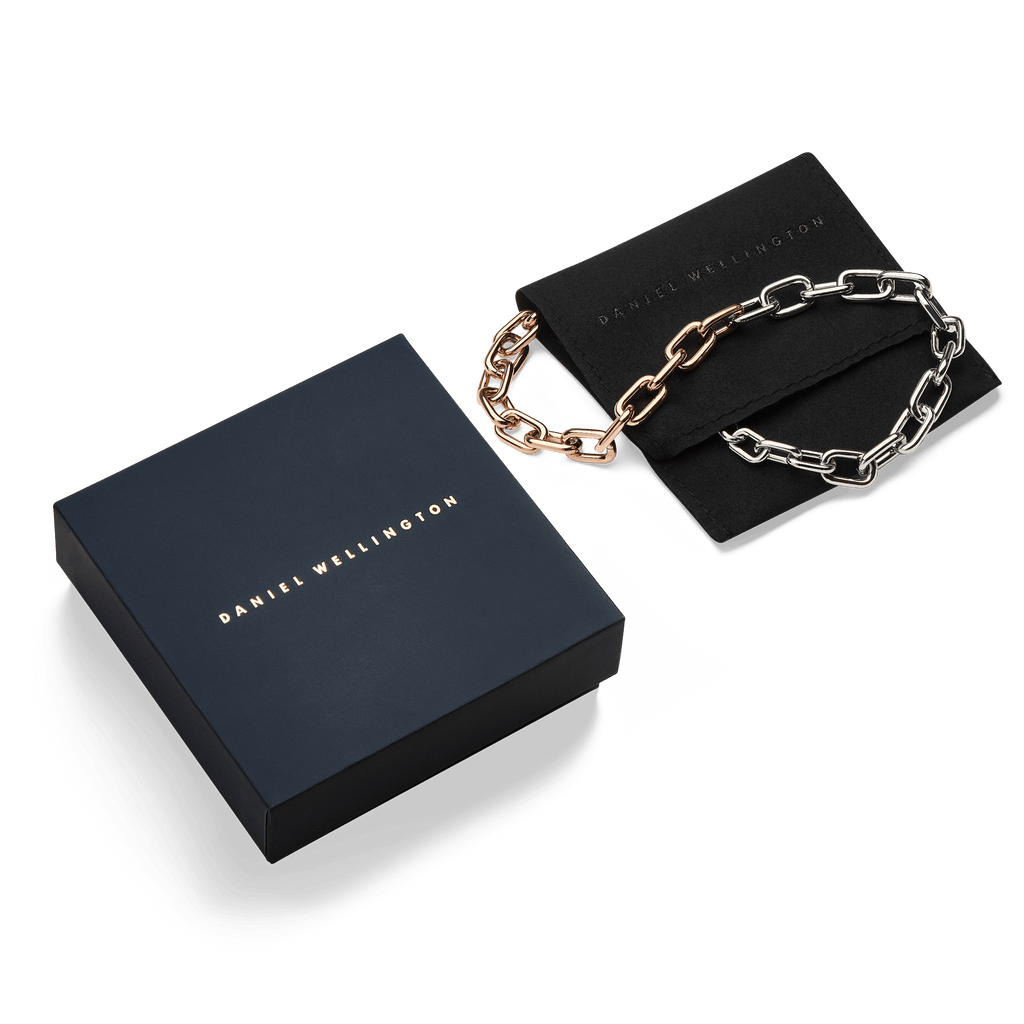 Contrast Link Necklace Two Tone Rose Gold