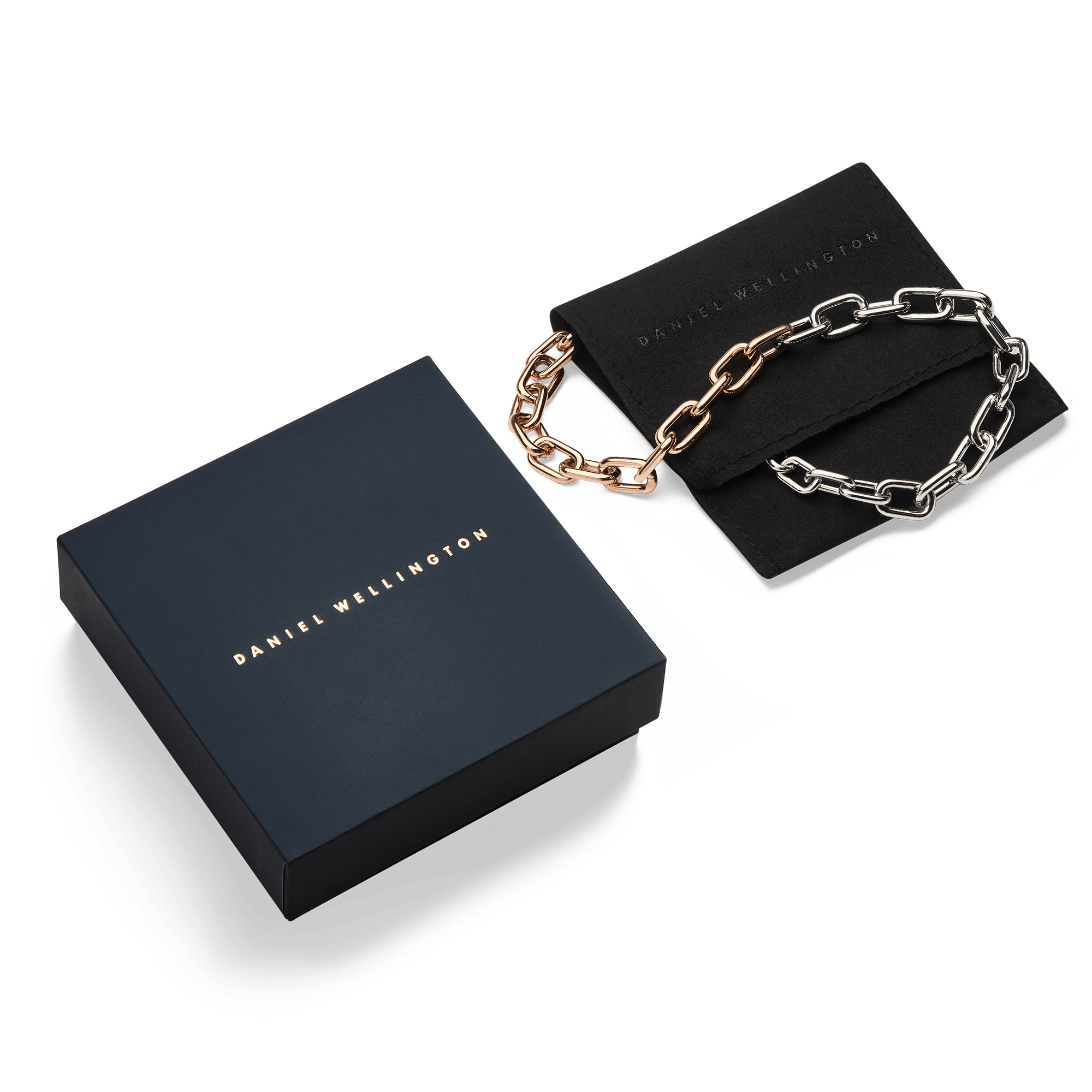 Contrast Link Necklace Two Tone Rose Gold