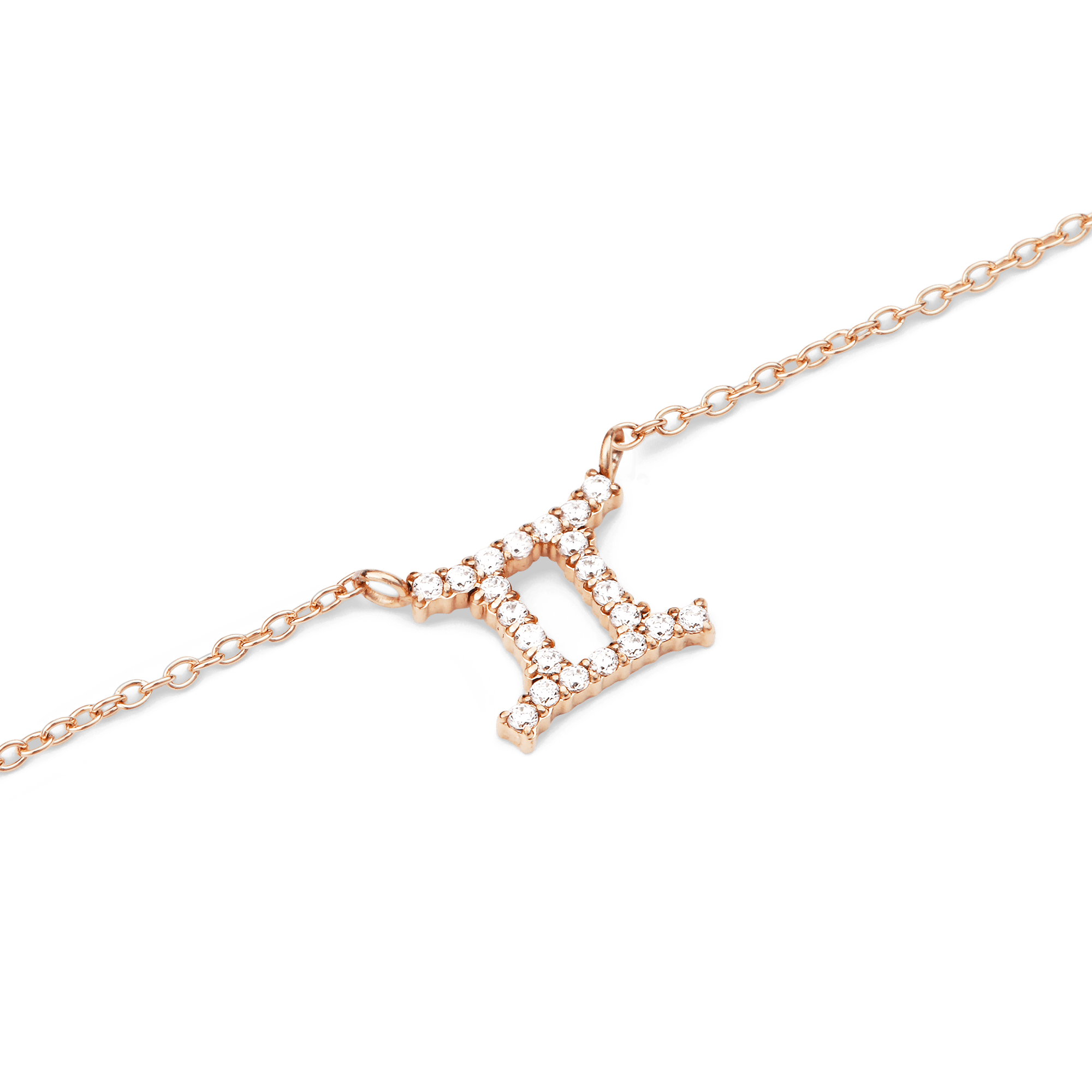 Crystal Zodiac Chain Necklace Rose Gold