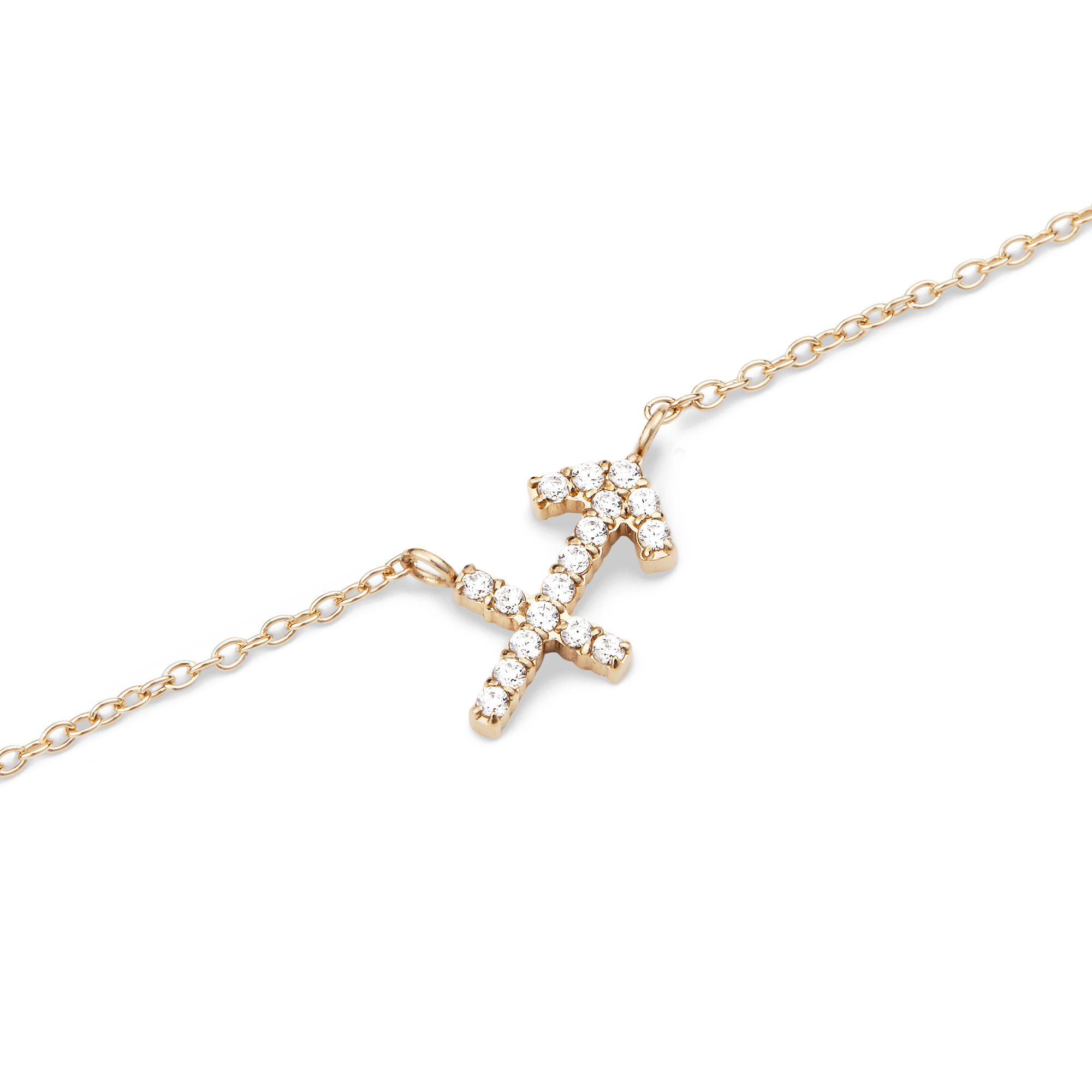 Crystal Zodiac Chain Necklace Gold