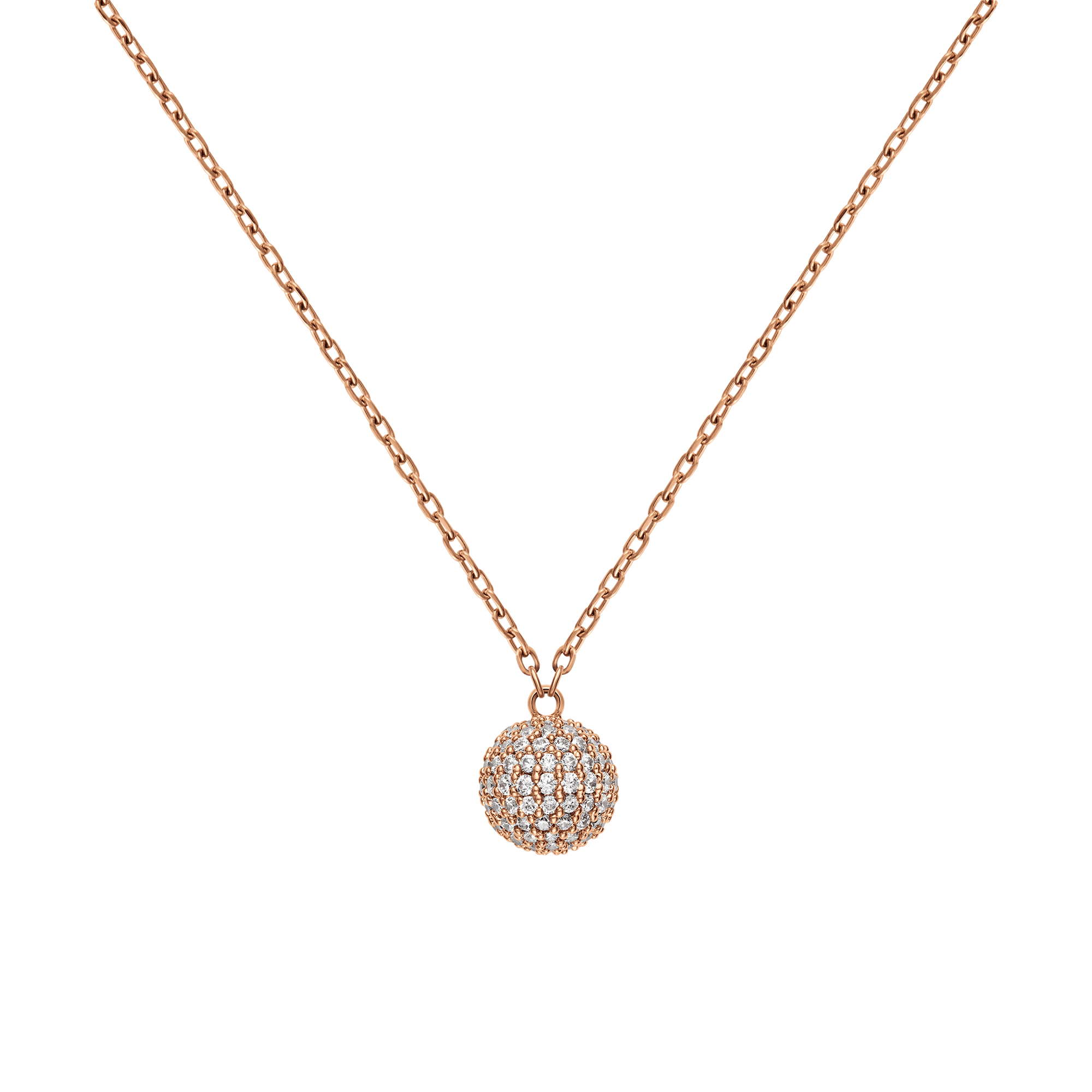 Pavé Crystal Pendant Necklace Rose Gold