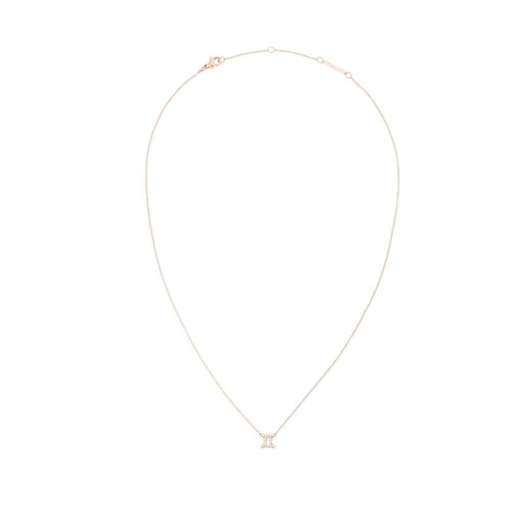 Crystal Zodiac Chain Necklace Rose Gold