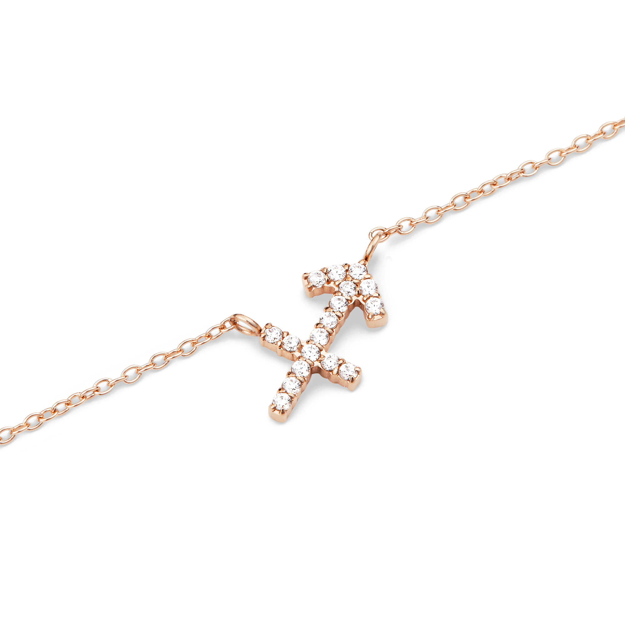 Crystal Zodiac Chain Necklace Rose Gold