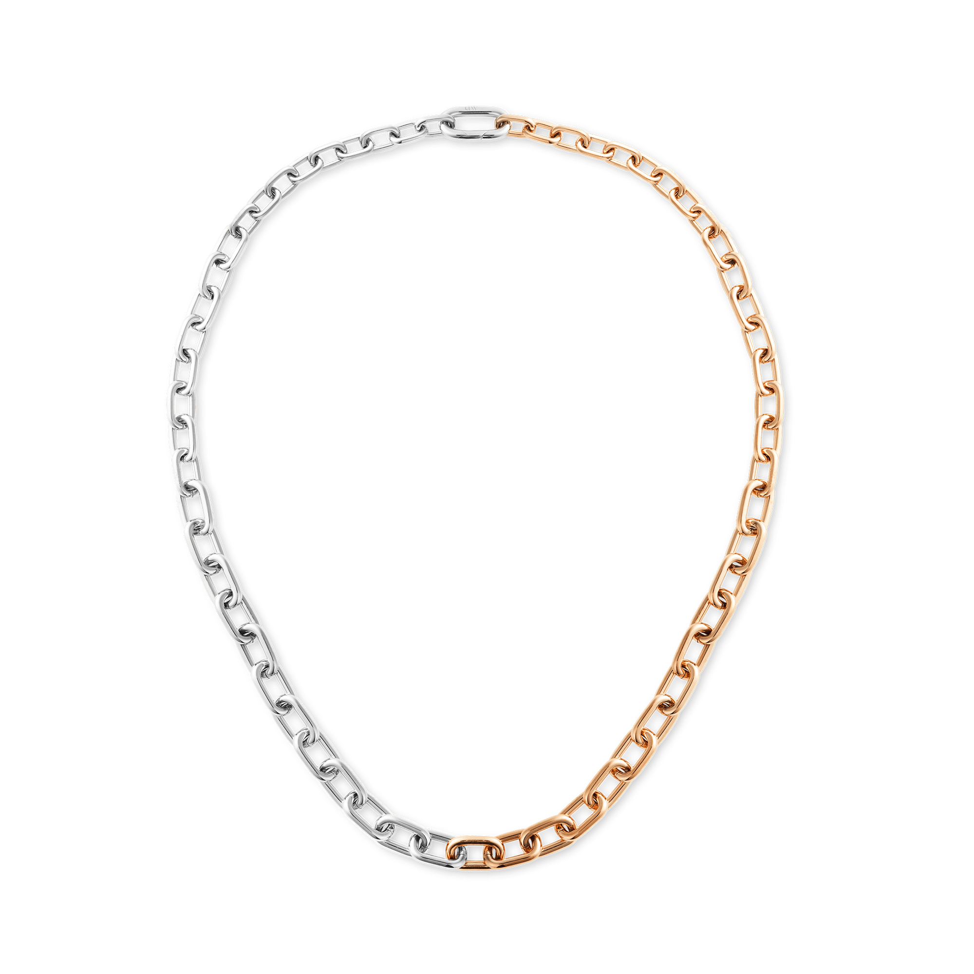 Contrast Link Necklace Two Tone Rose Gold