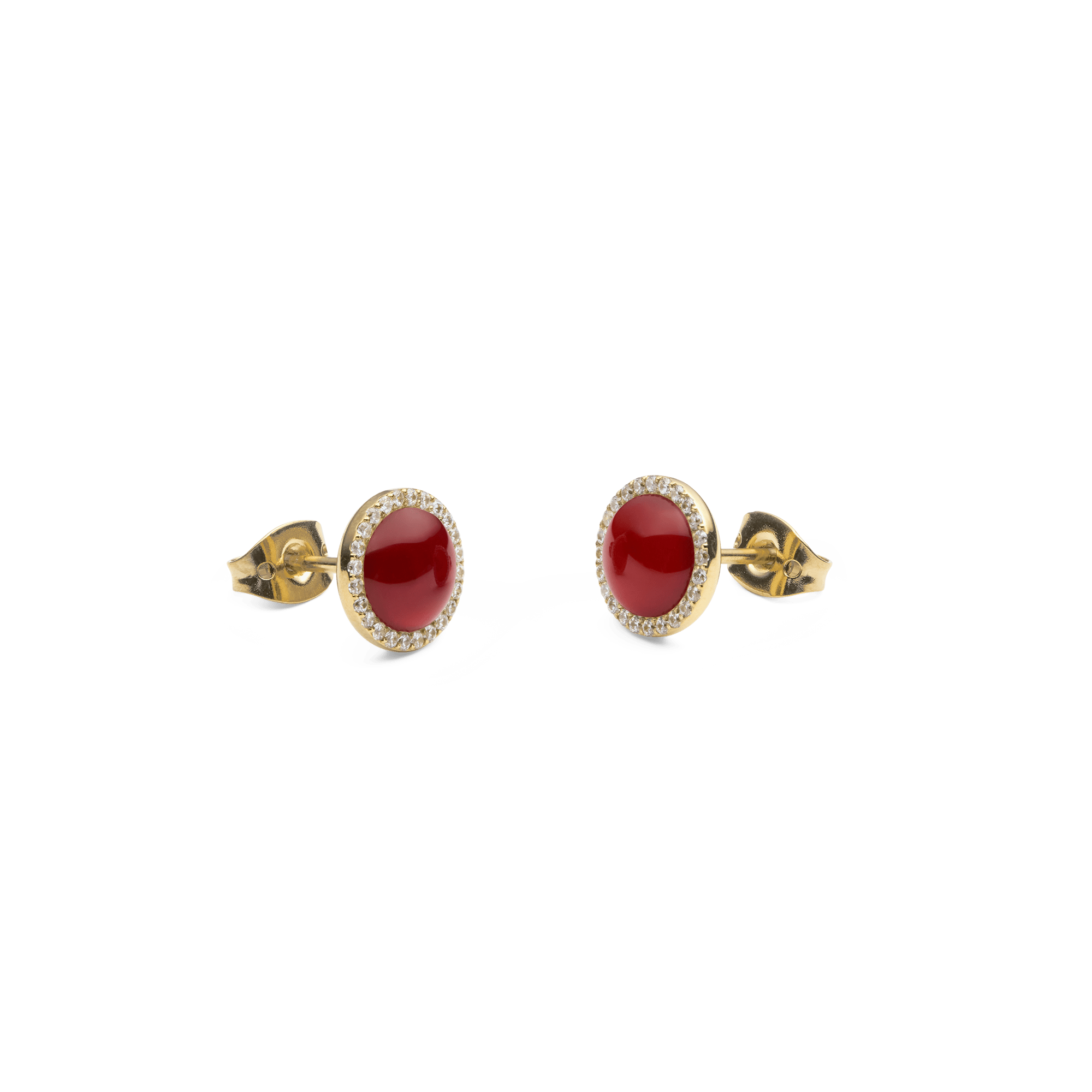 Audrey Earrings  Red Agathe Gold
