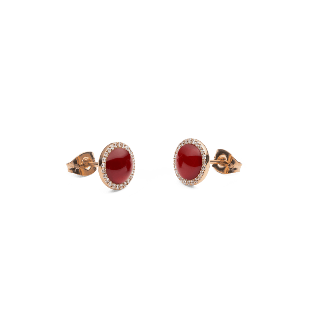 Audrey Earrings Red Agathe Rose Gold