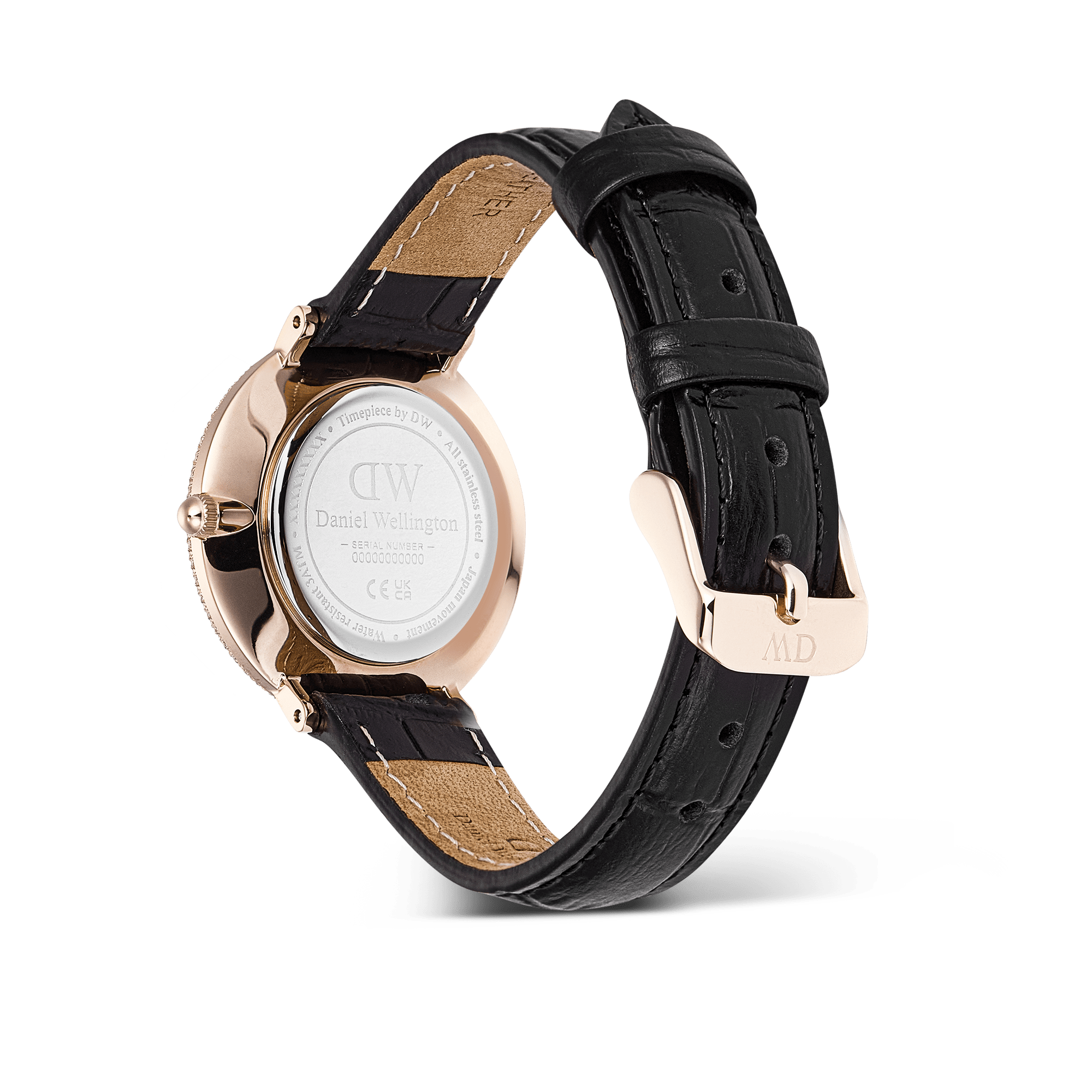 Crystalline Bezel Black Croc Rose Gold