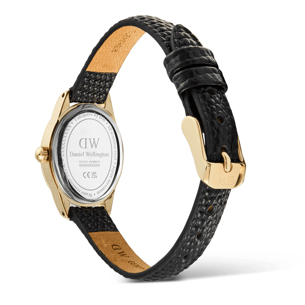 Ophelia Mini Black Lizard Unitone Guilloché Gold