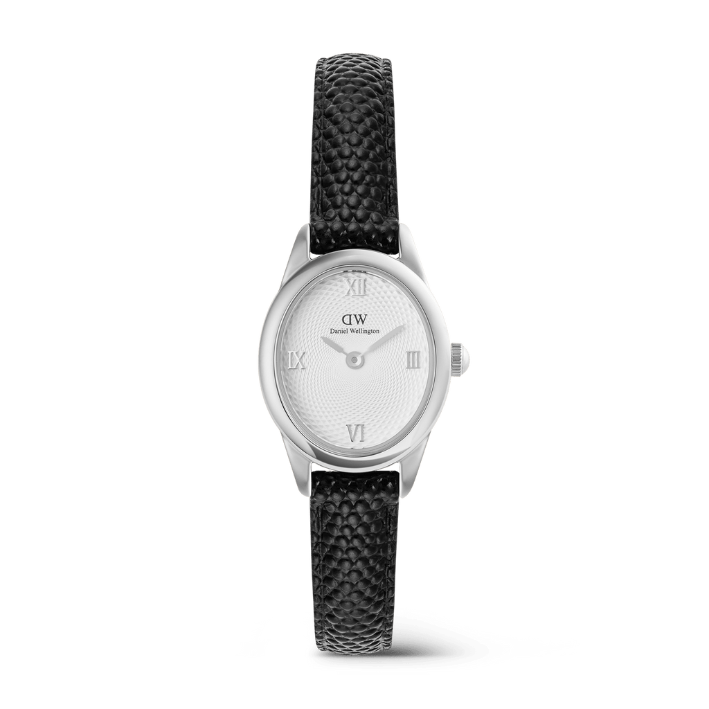 Ophelia Mini Black Lizard White Guilloché Silver