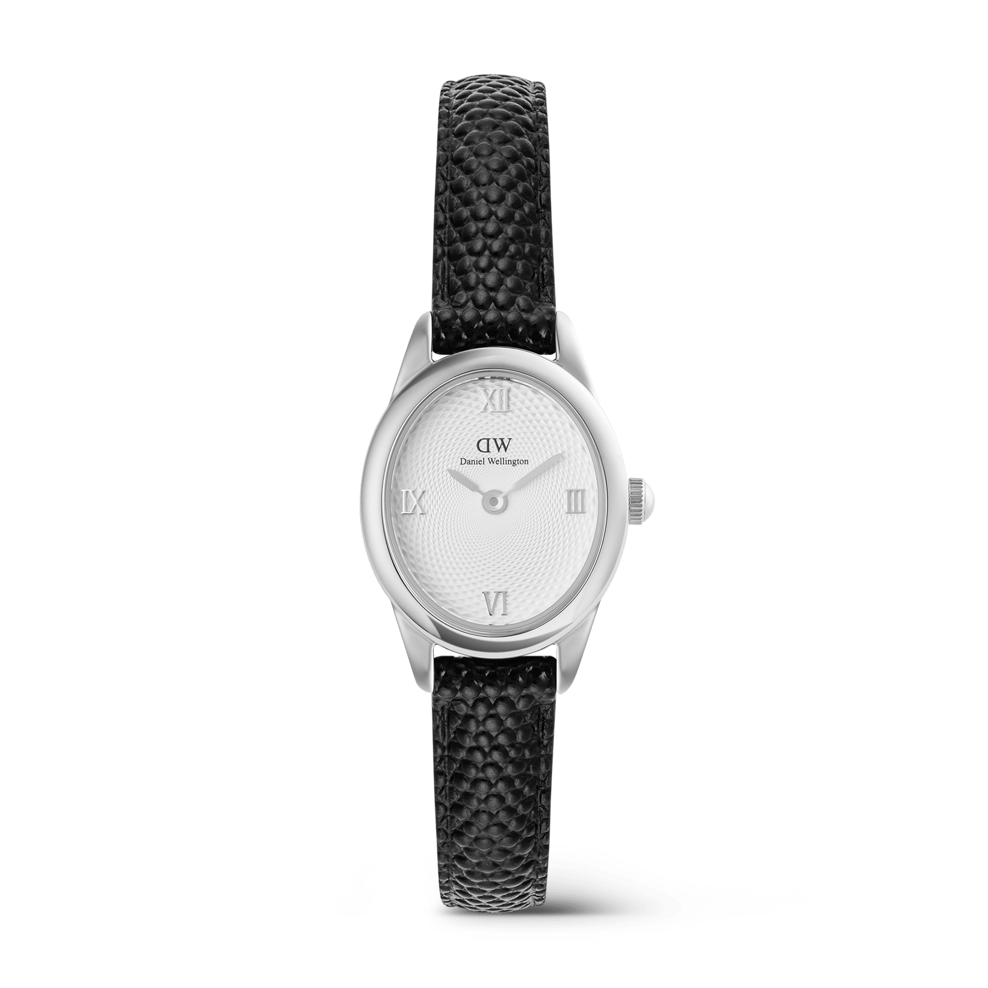 Ophelia Mini Black Lizard White Guilloché Silver