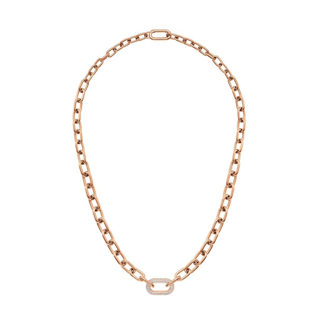 Crystal Link Necklace Rose Gold