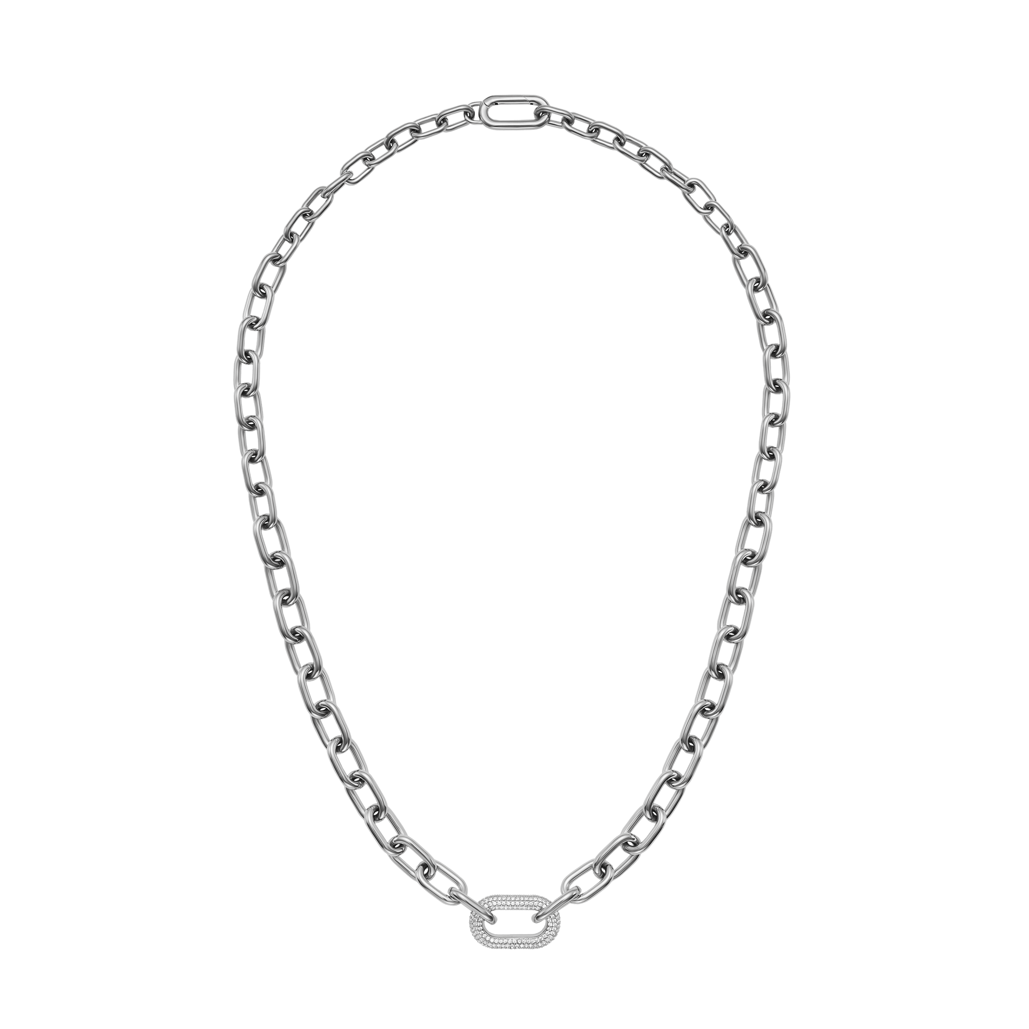 Crystal Link Necklace Silver