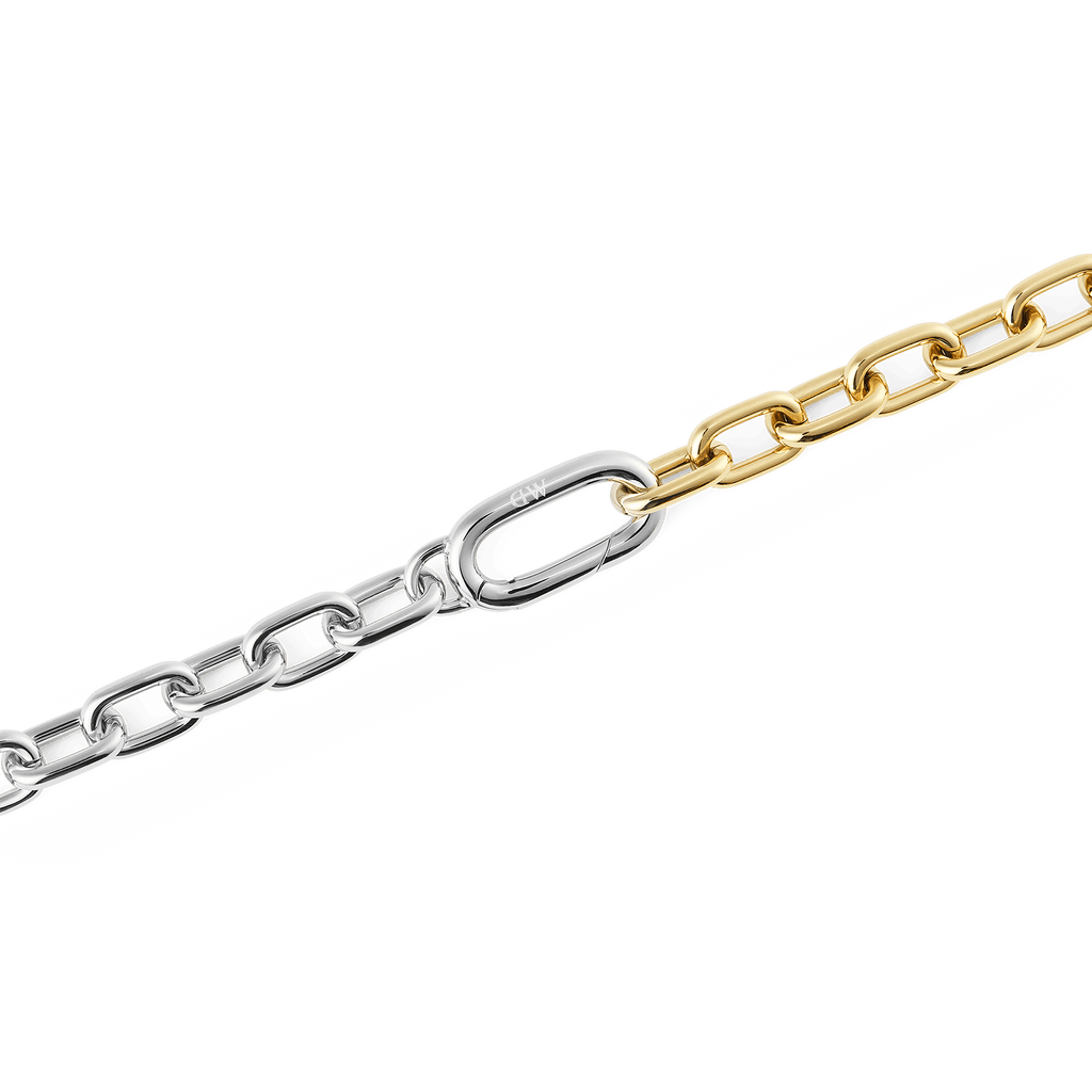 Contrast Link Necklace Two Tone Gold