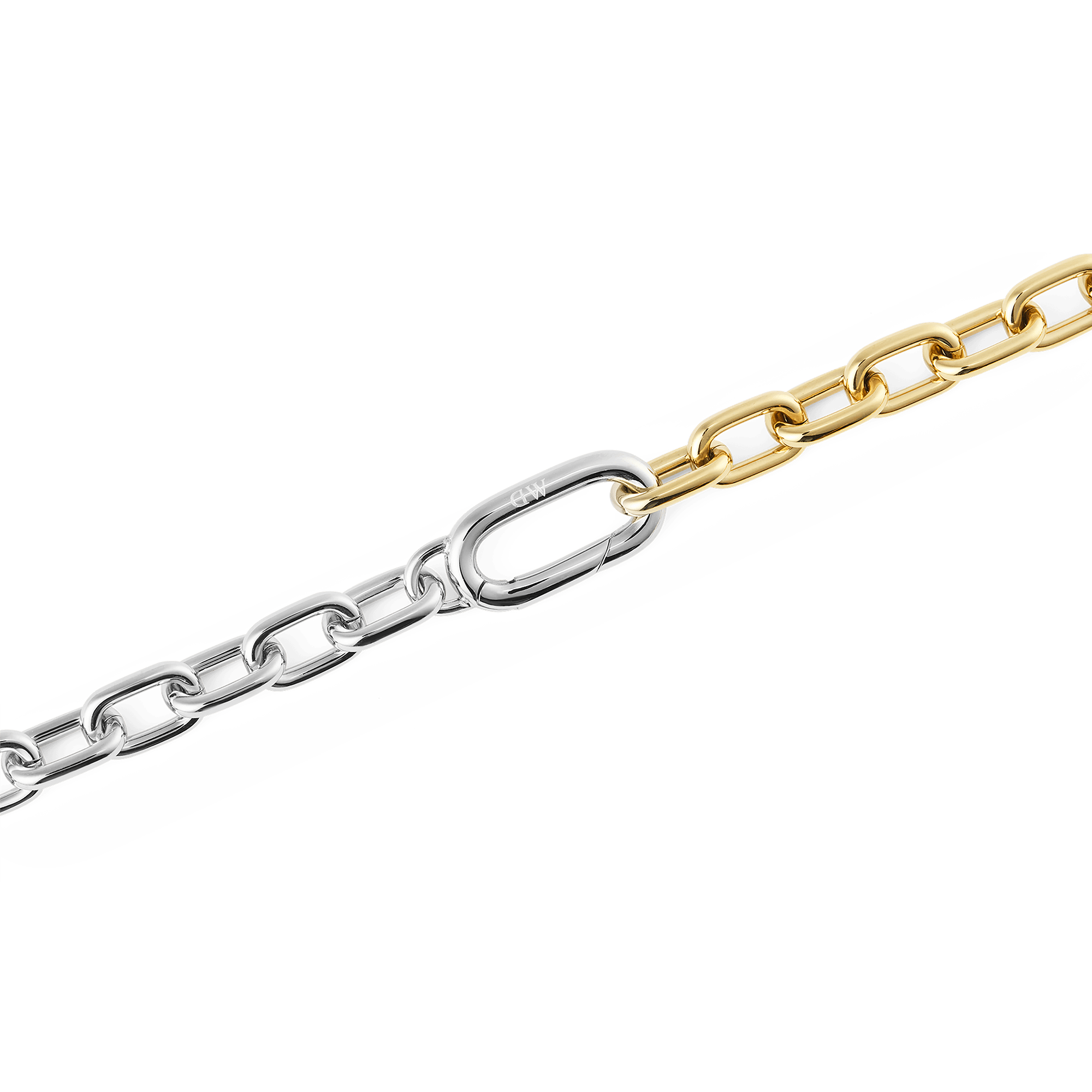 Contrast Link Necklace Two Tone Gold