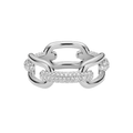 Crystal Link Ring Silver