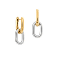 Contrast Link Earrings Two Tone Gold