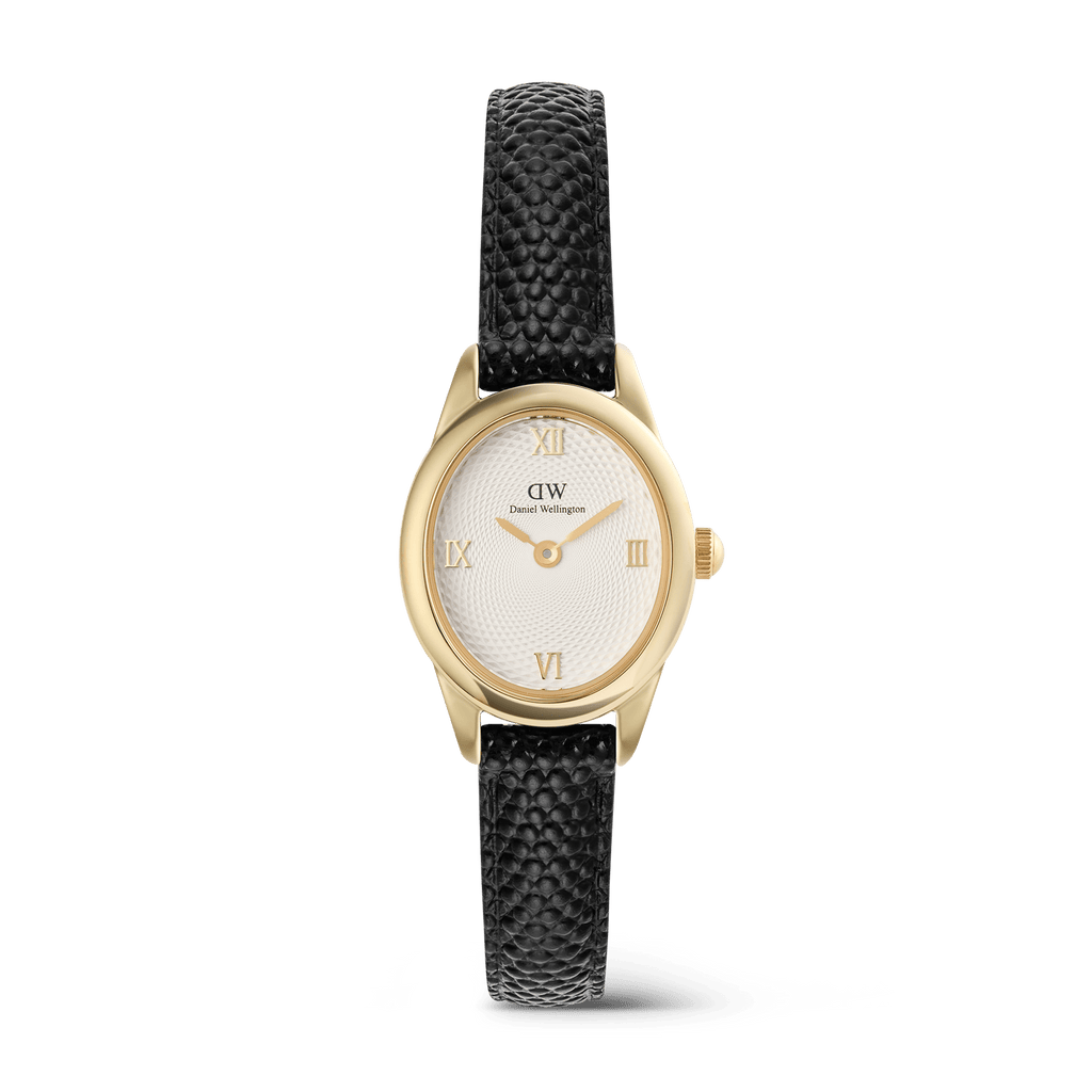 Ophelia Mini Black Lizard White Guilloché Gold