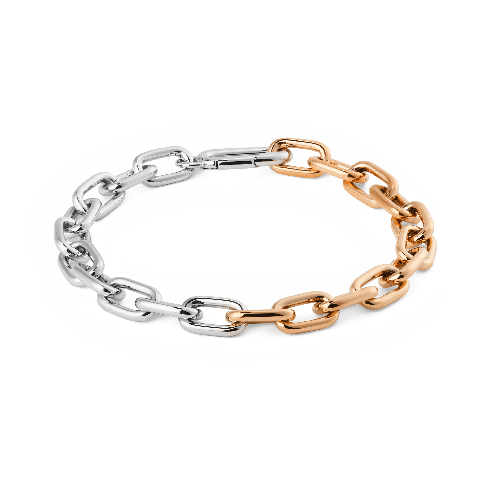 Contrast Link Bracelet Two Tone Rose Gold