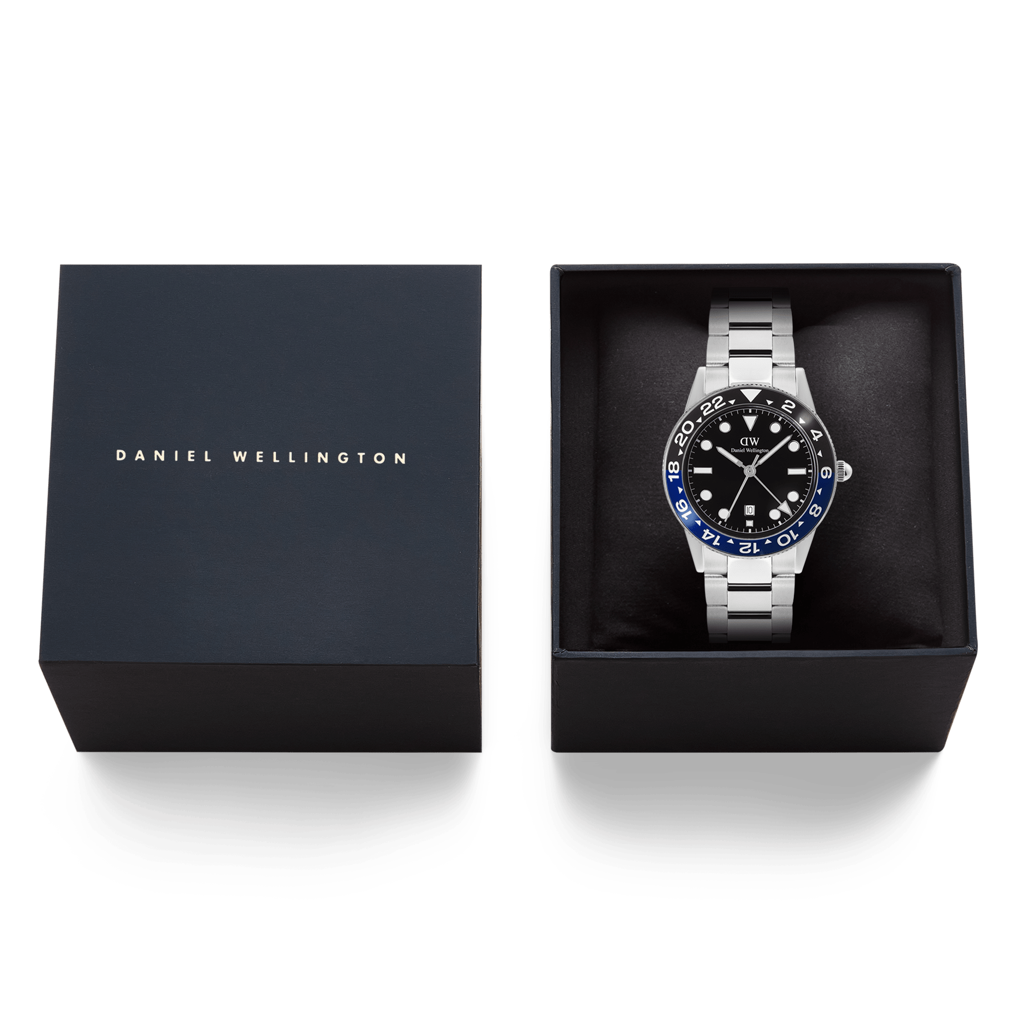 Iconic GMT Link Black Blue Ceramic Bezel Silver